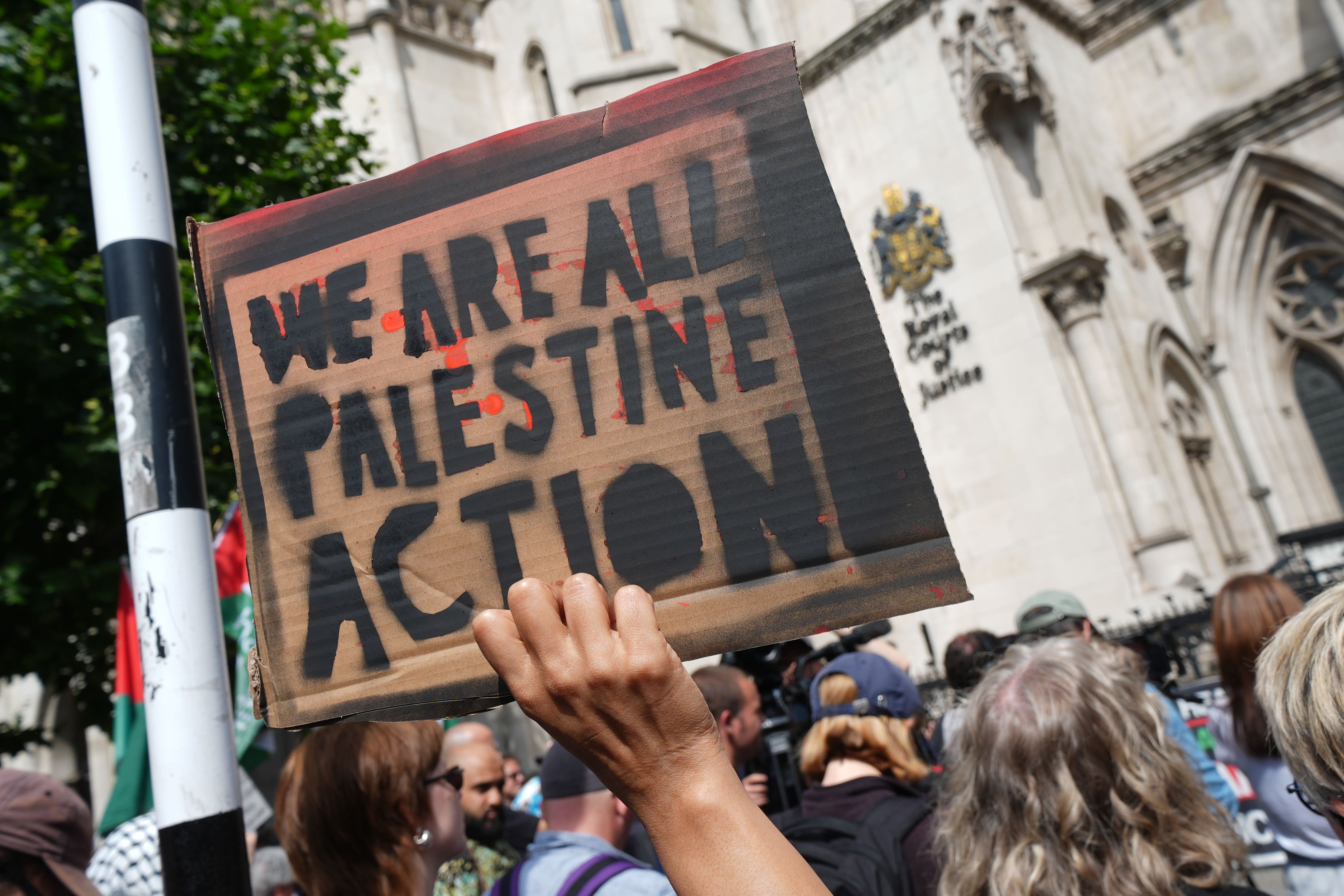 Protesters outside the Royal Courts of Justice in July (Lucy North/PA)