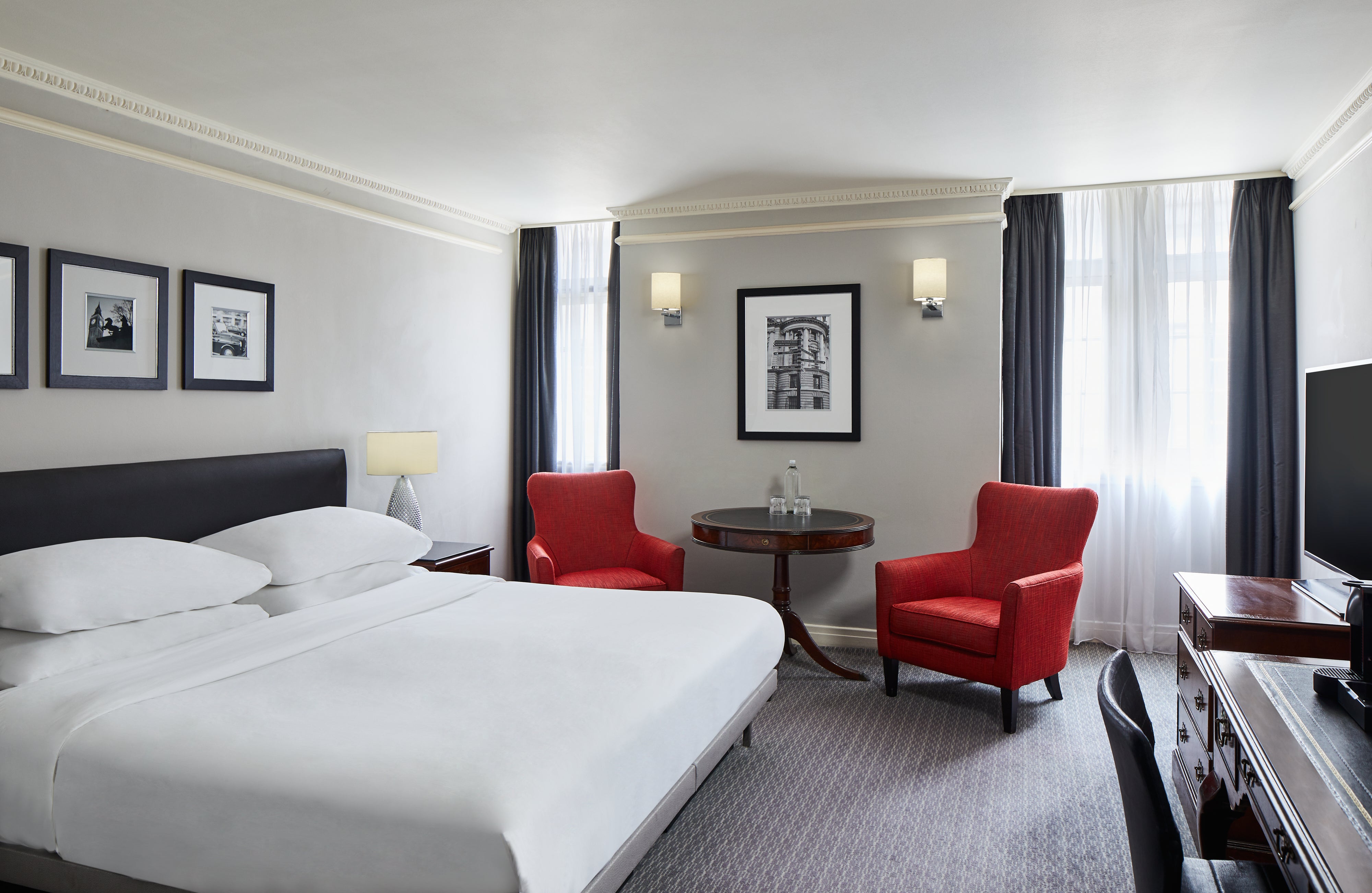 The Dilly hotel rooms are sleek and modern with Edwardian elements