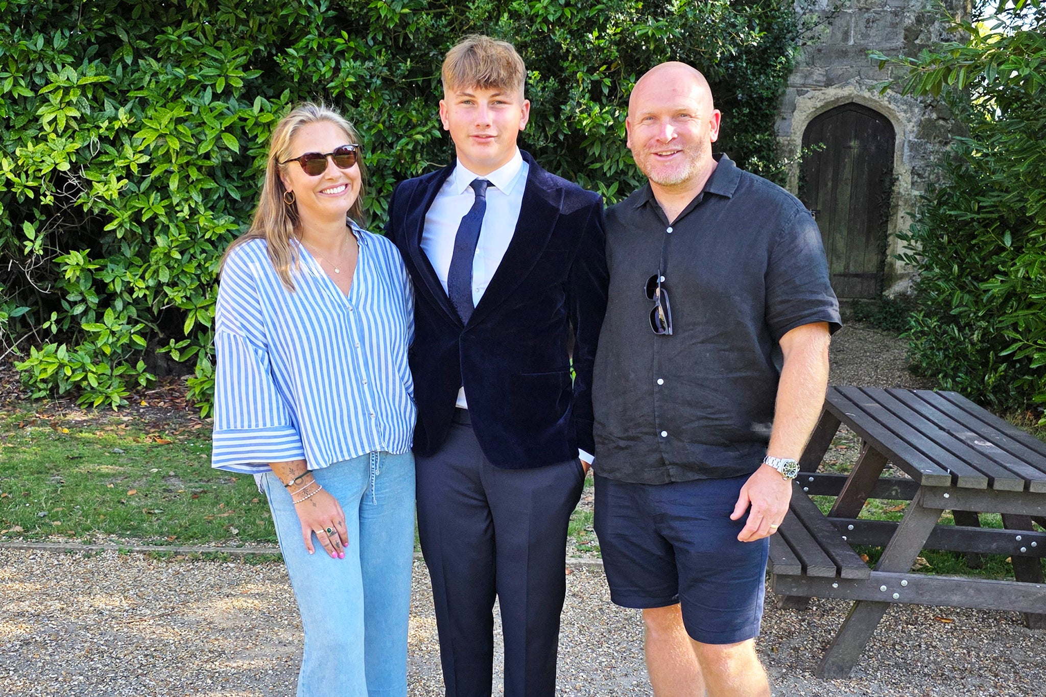 Fielder with her 16-year-old son and husband