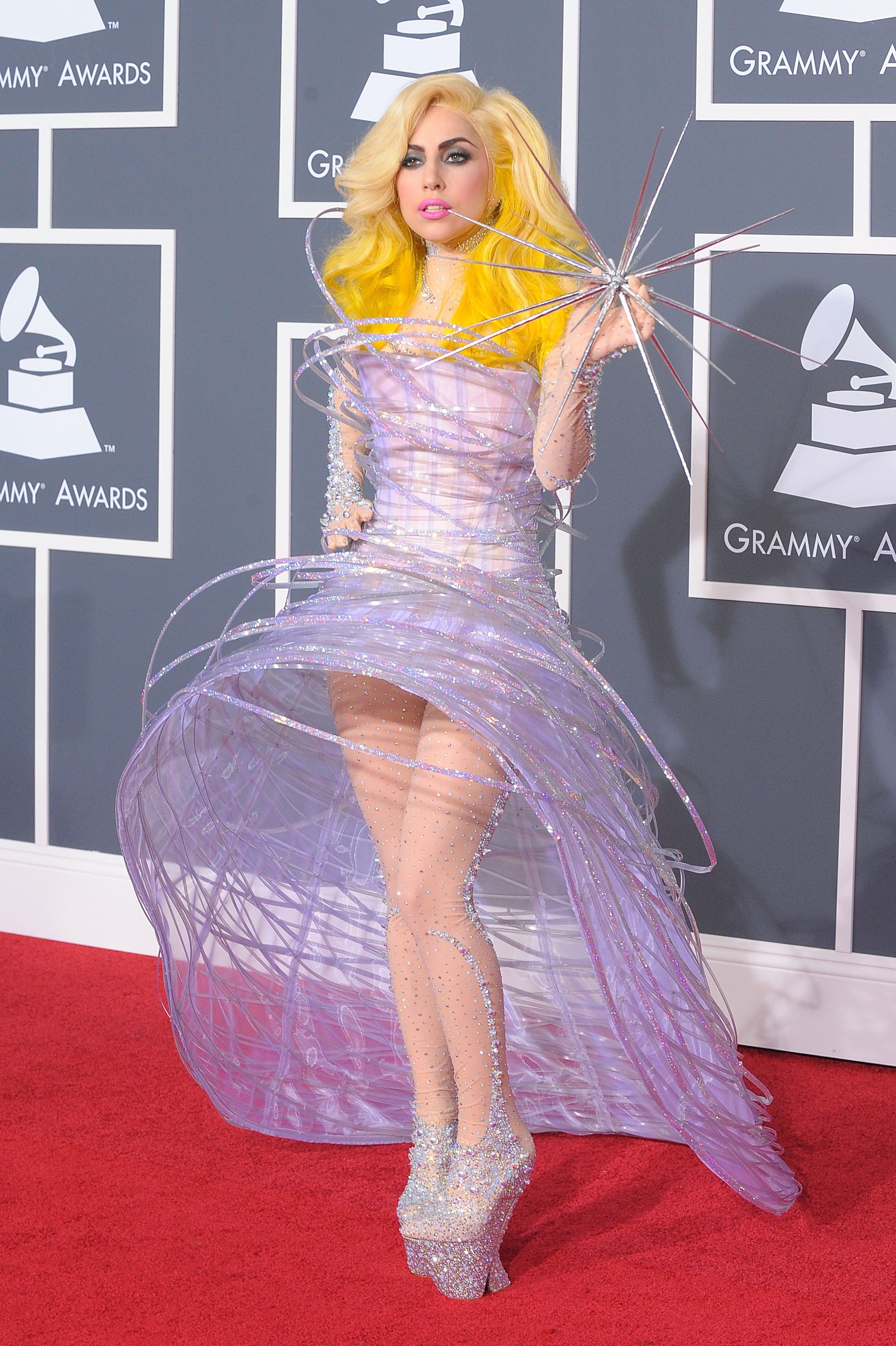 Lady Gaga wore multiple Armani outfits to the 2010 Grammys