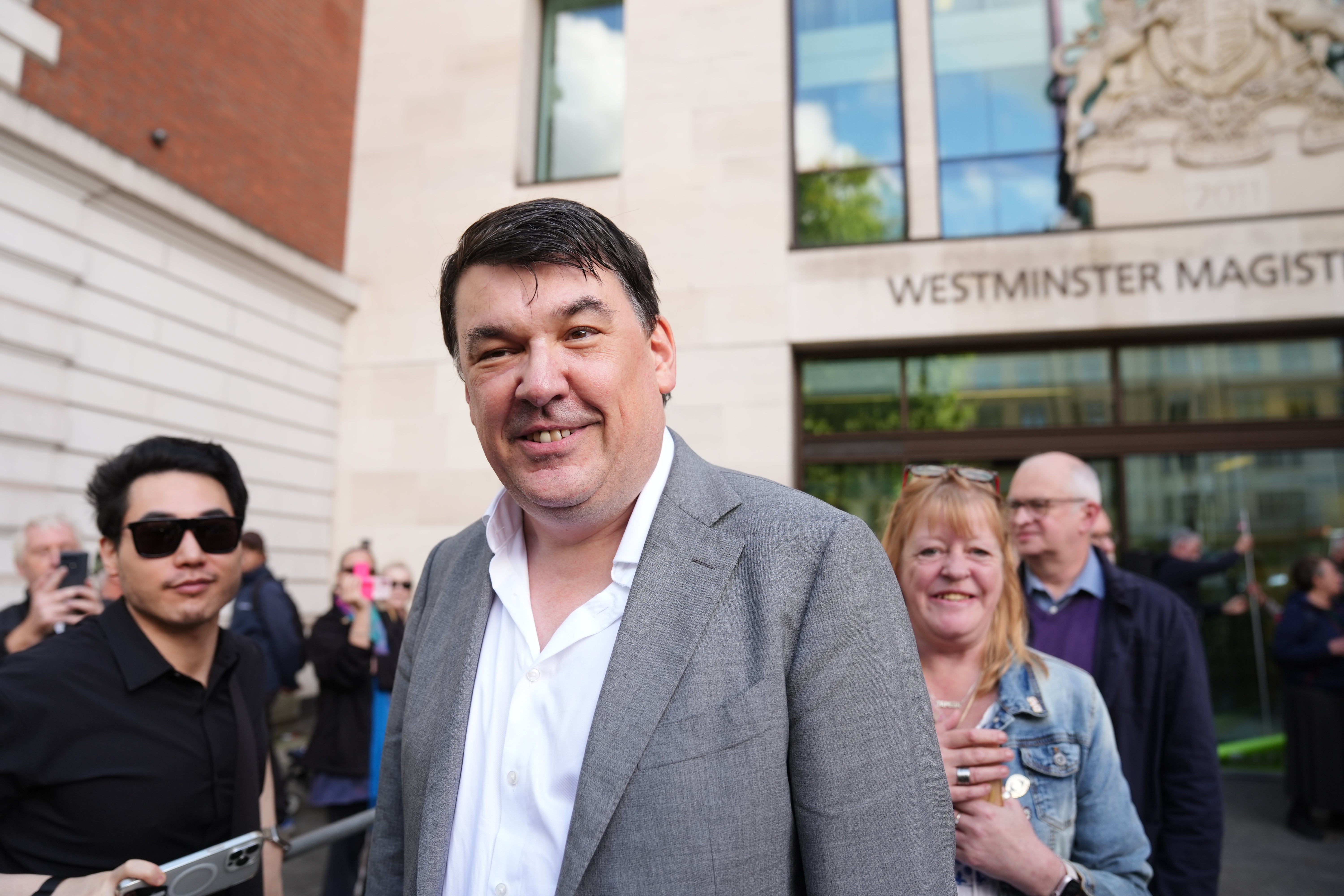 Linehan outside Westminster Magistrates’ Court during a trial for allegedly harassing trans activist Sophia Brooks
