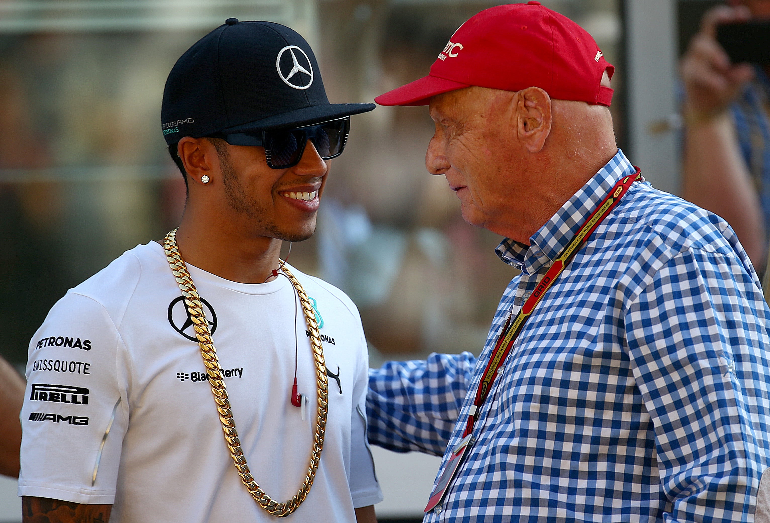 Niki Lauda (right) was a key mentor for Lewis Hamilton (left)
