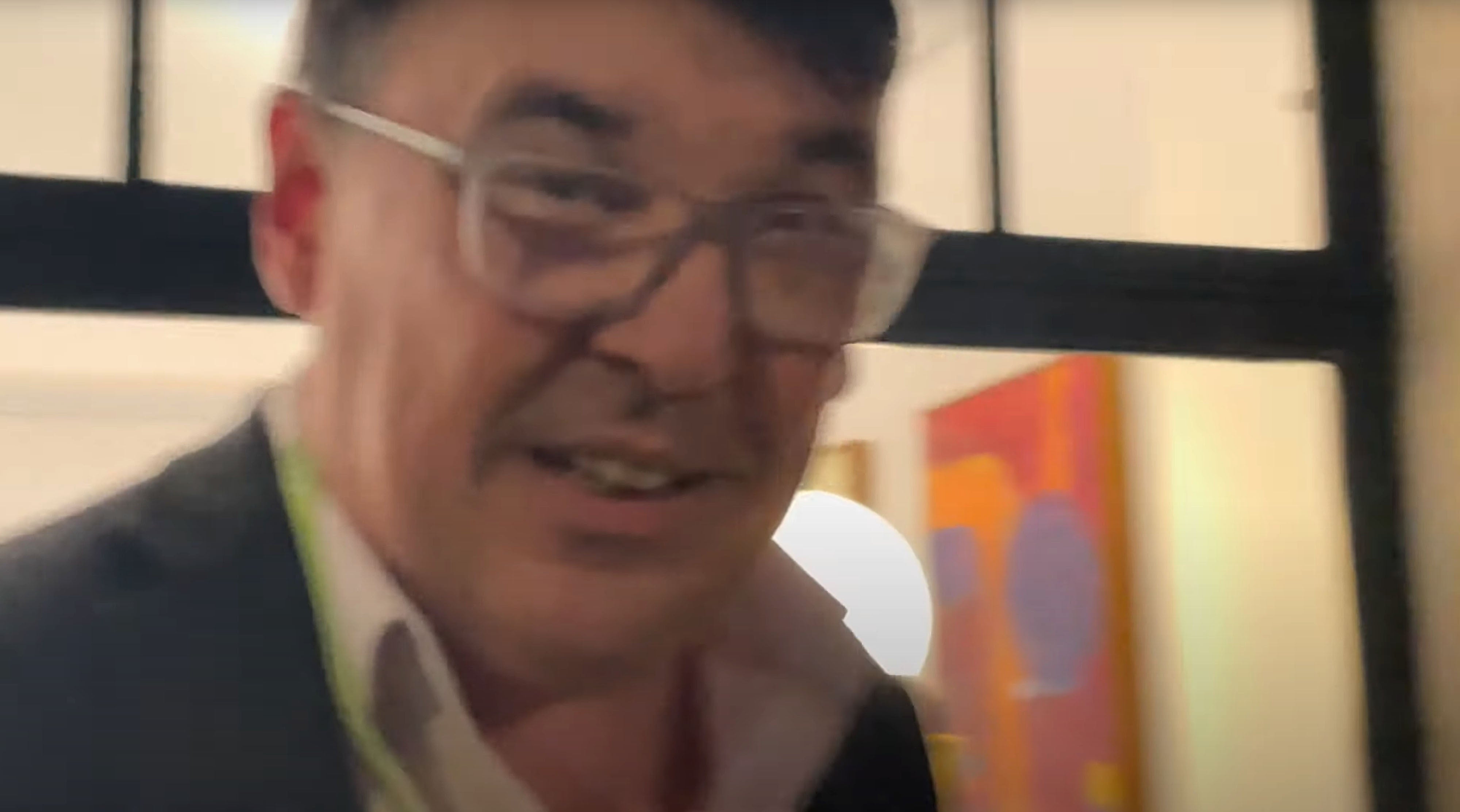 Moment Father Ted creator Linehan allegedly ‘whacked’ phone out of trans activist’s hand