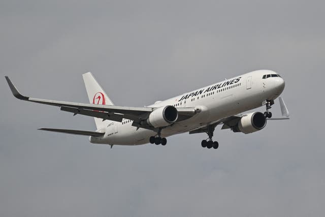 <p>A Japan Airlines flight prepares to land at the Shanghai Pudong airport in China on 16 April 2025</p>