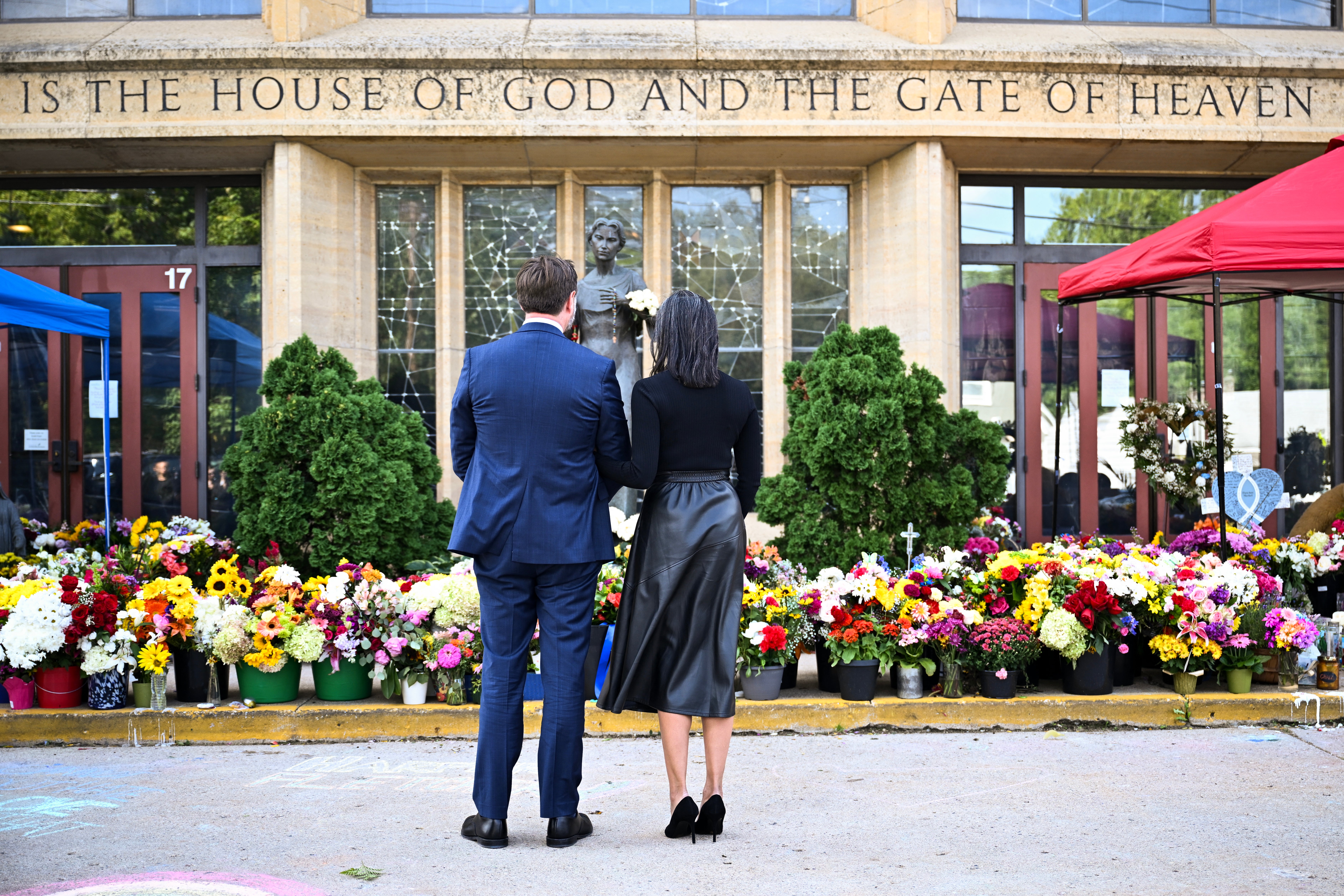 Vice President JD Vance and Second Lady Usha Vance paid their respects to the victims of the Annunciation Catholic Church shooting massacre