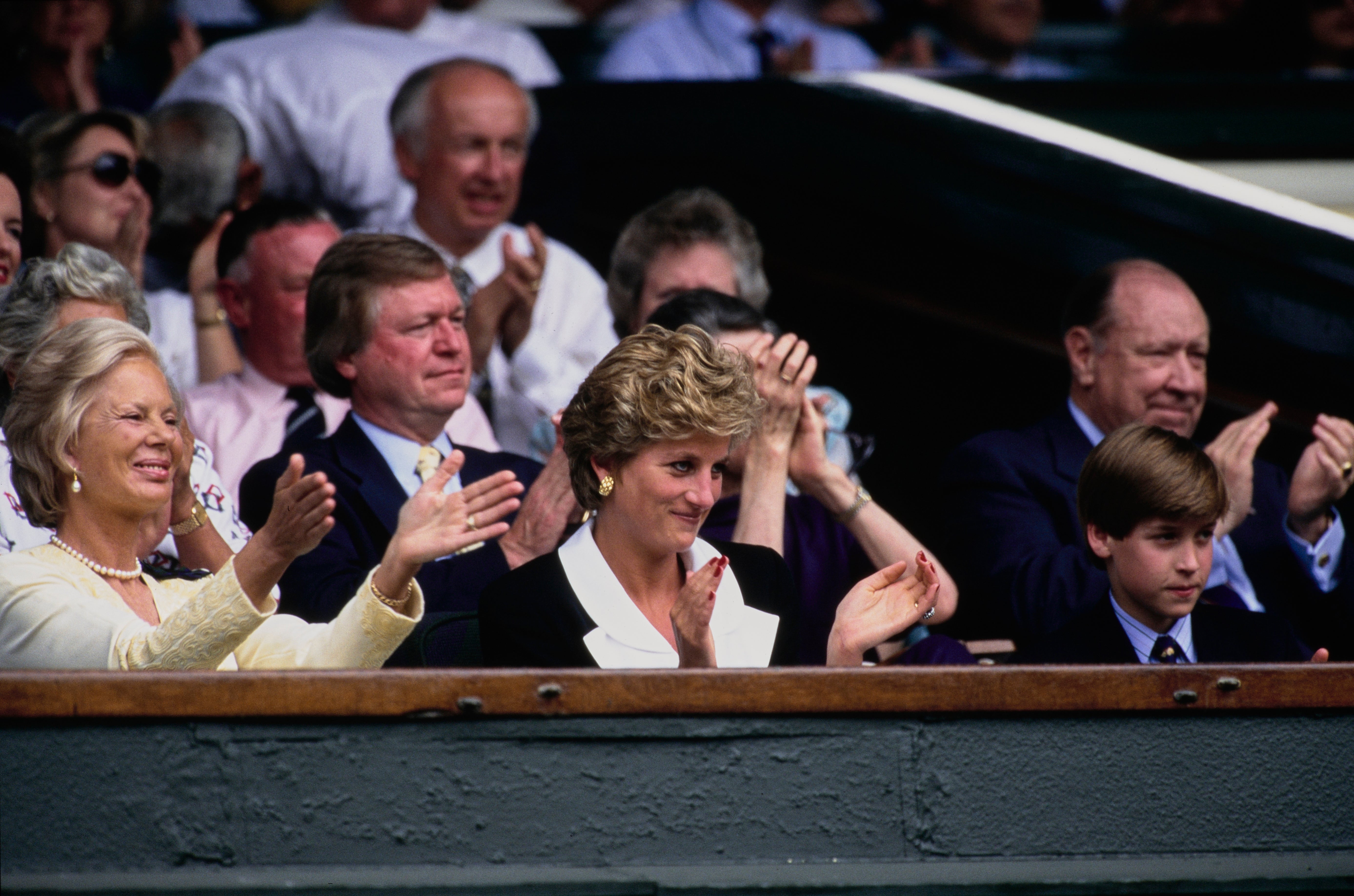 Pictured with Princess Diana and the younger Prince William at Wimbledon in 1994