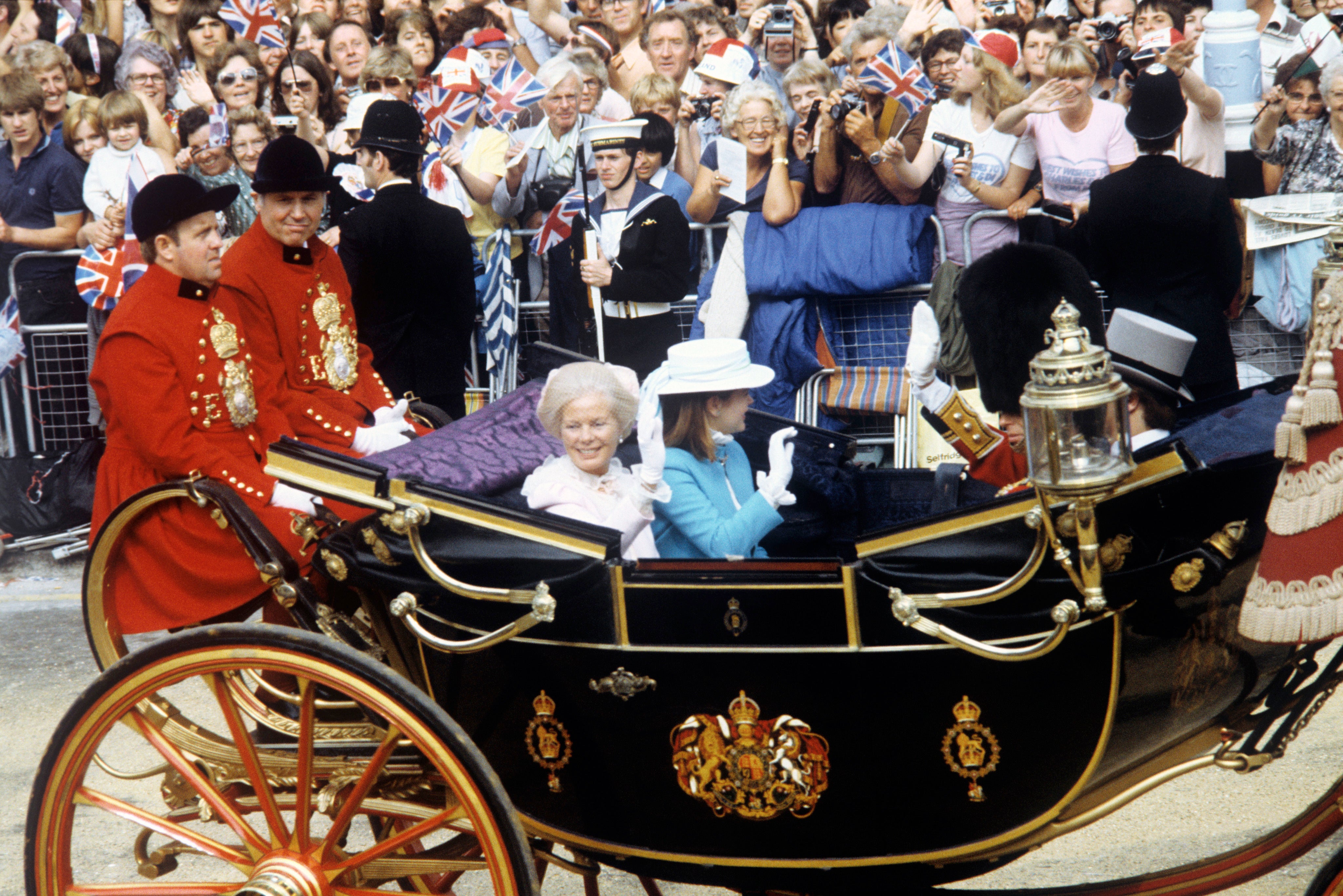 The Duchess of Kent and her daughter, Lady Helen Windsor, en route to St Paul’s Cathedral for the wedding of the Prince of Wales and Lady Diana Spencer in 1981