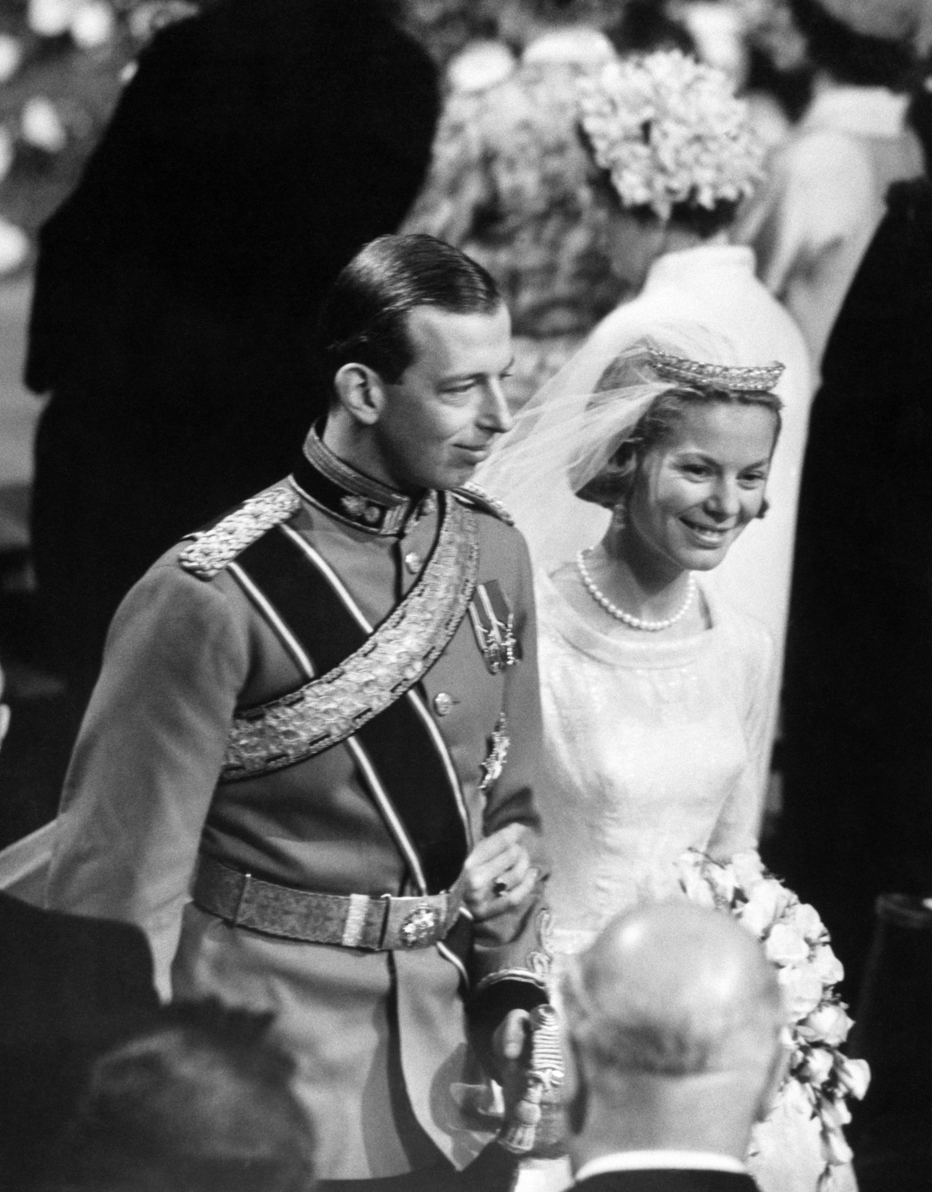 Katherine Worsley and the Duke of Kent on their wedding day in 1961