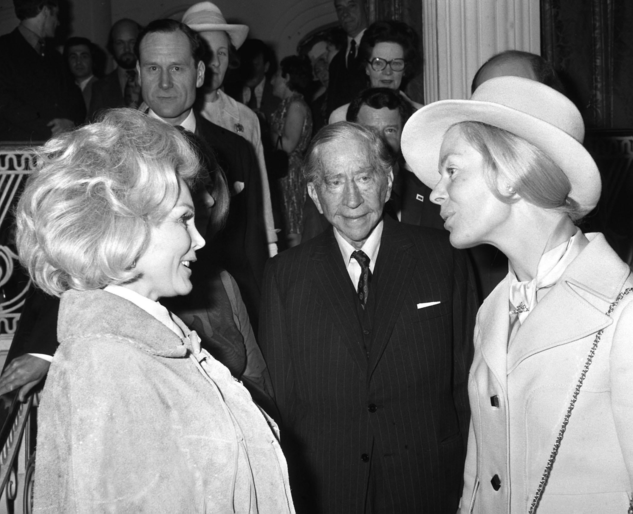 The Duchess of Kent at an Oxfam charity event with Hollywood actress Zsa Zsa Gabor and American oil millionaire J Paul Getty in 1972