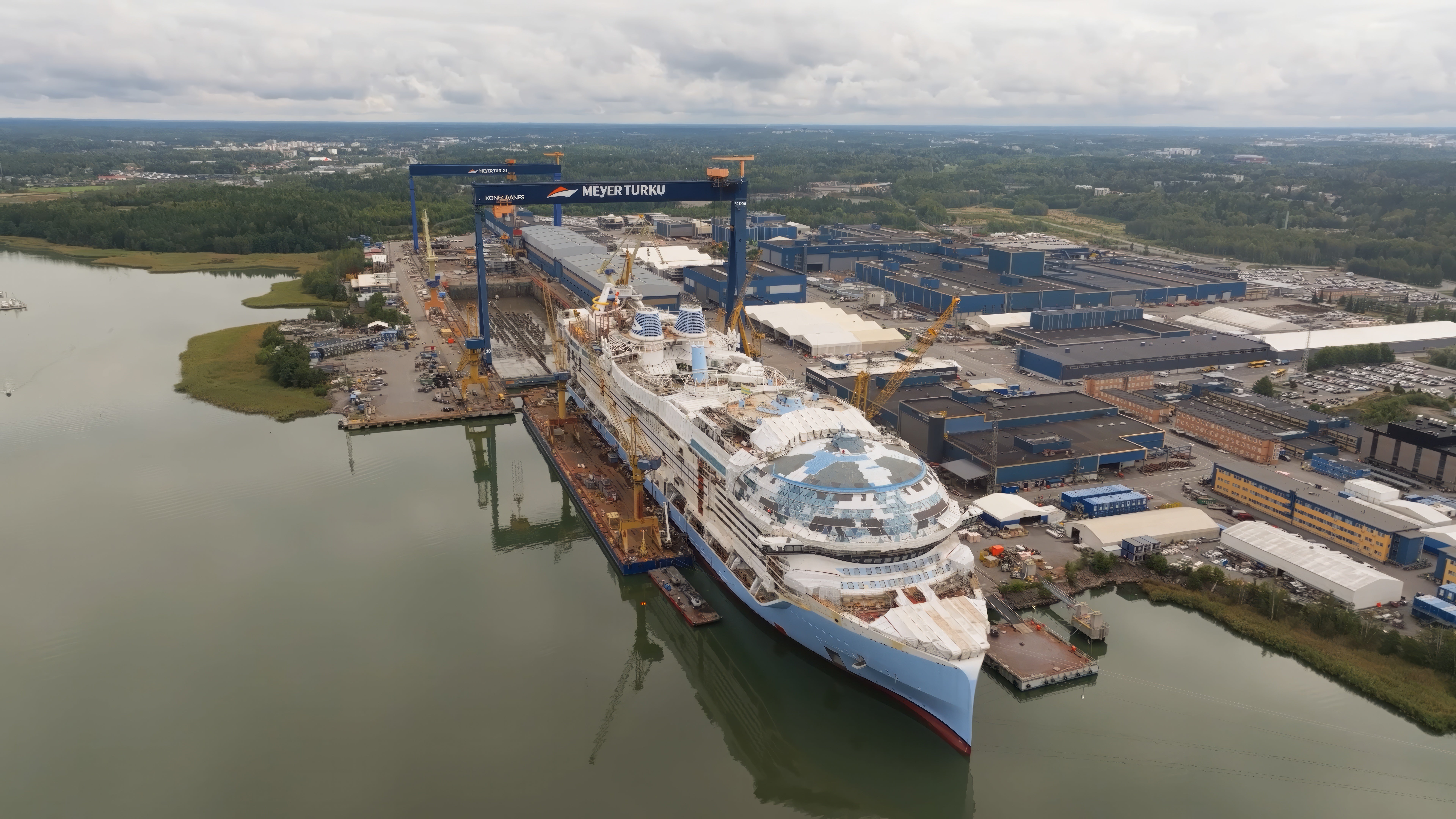 Royal Caribbean's Legend of the Seas gets ready to float-out at the Meyer Turku shipyard