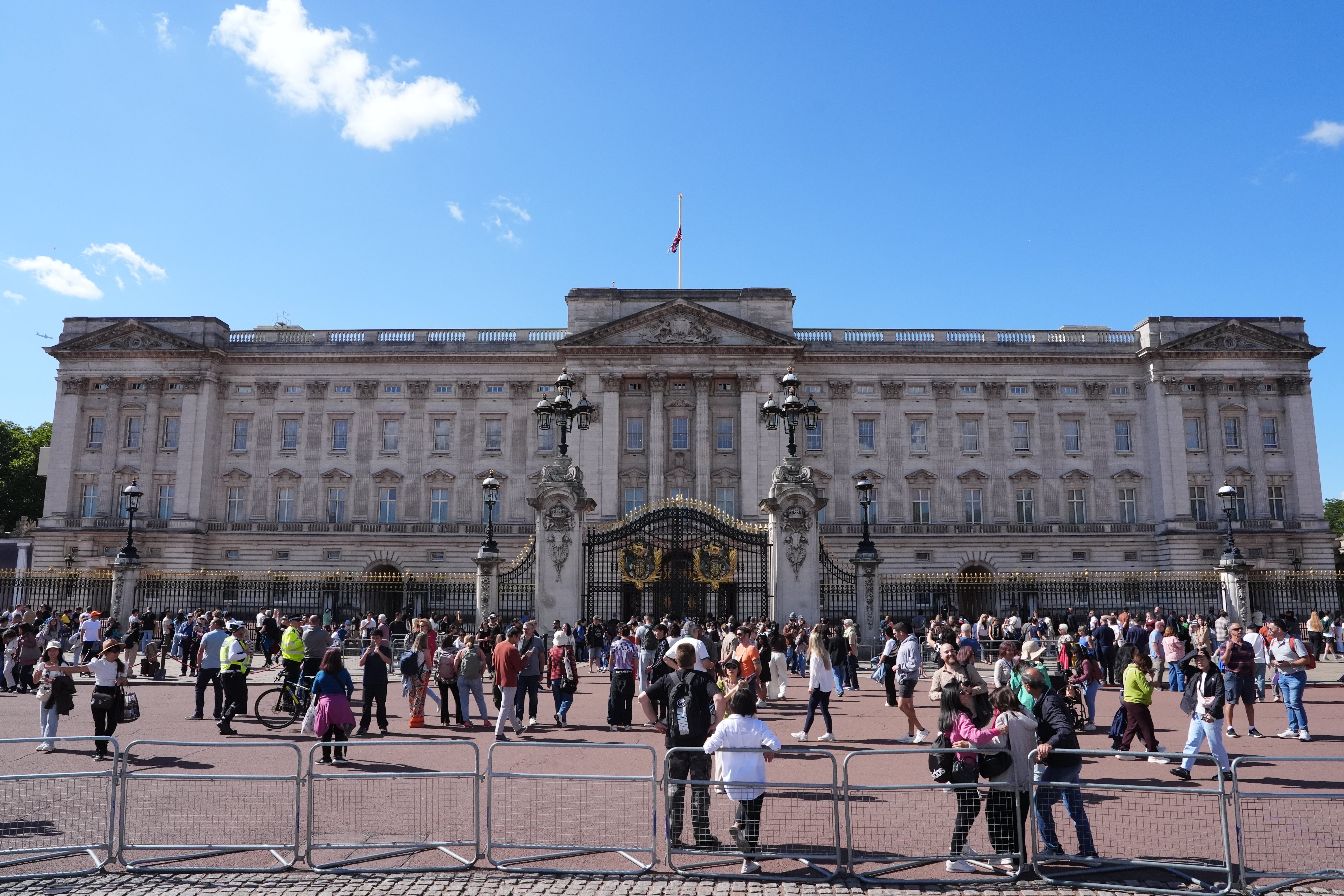 The Union flag flies at half-mast over Buckingham Palace after the announcement of the death of the Duchess of Kent