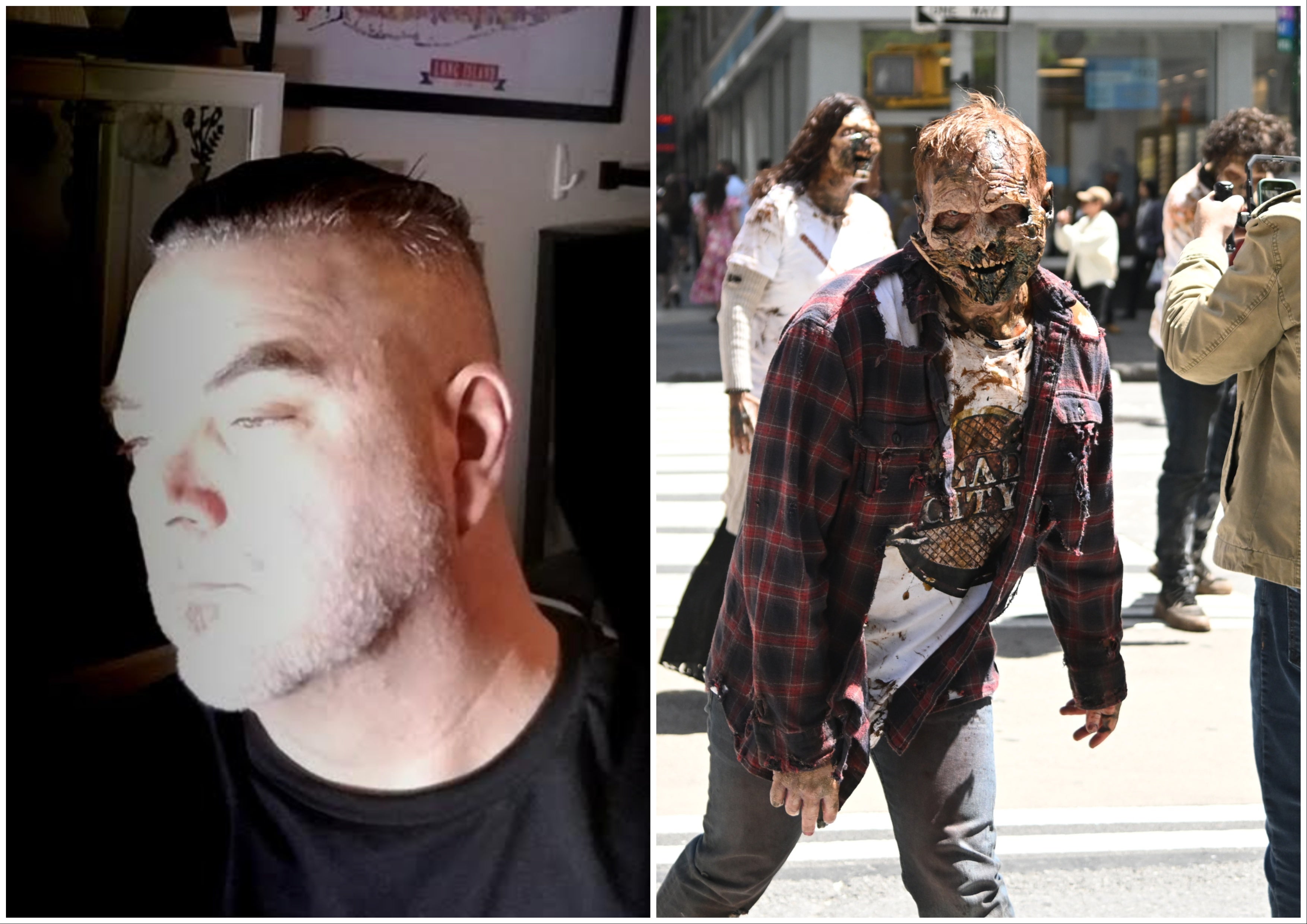 <p>Vatican 'truther' Thomas Richards (left) says a ‘sadistic and depraved’ character on The Walking Dead named Thomas Richards has tarred him by association.</p>