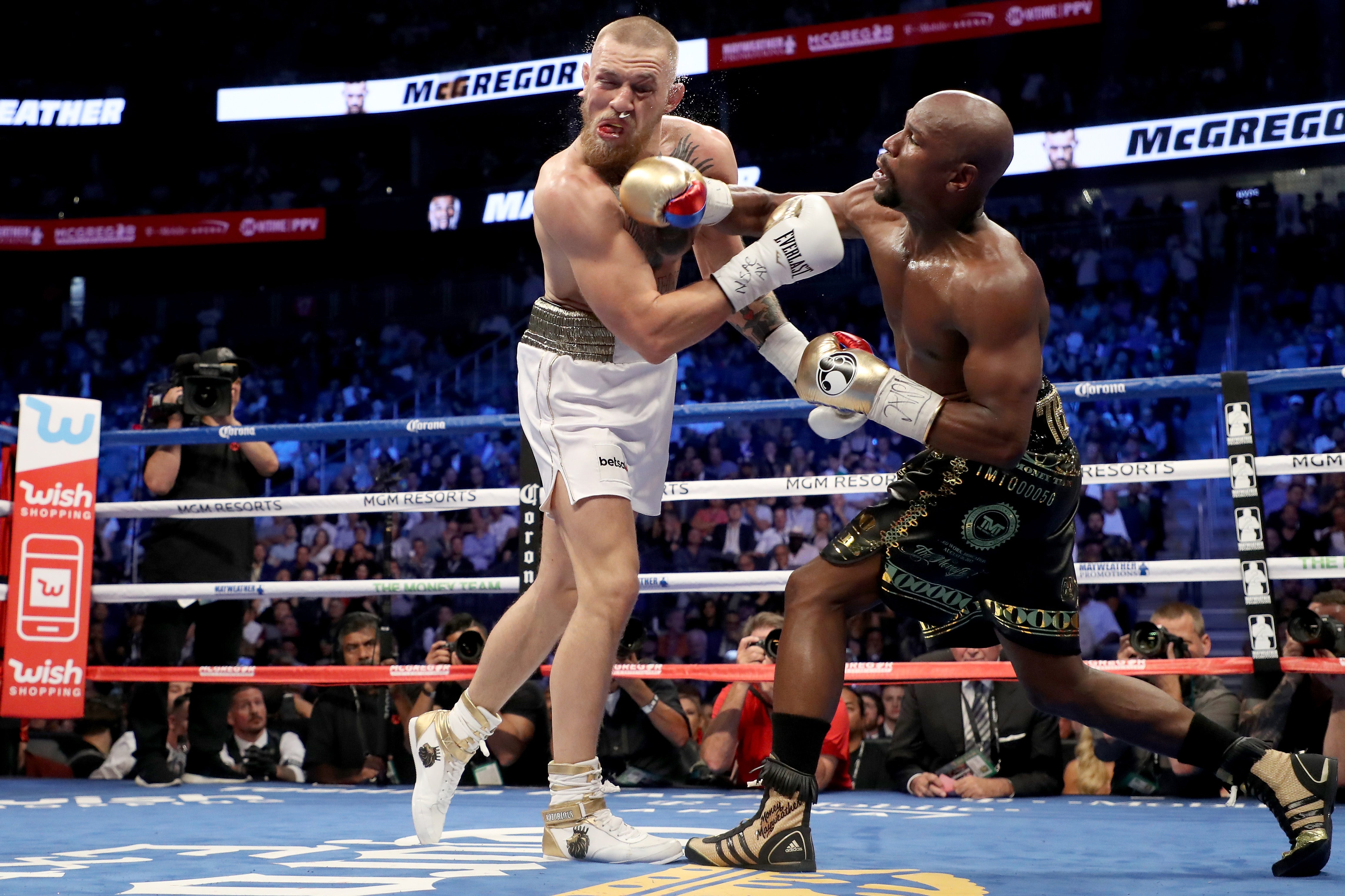 Floyd Mayweather during his last professional fight, a stoppage of UFC star Conor McGregor in 2017