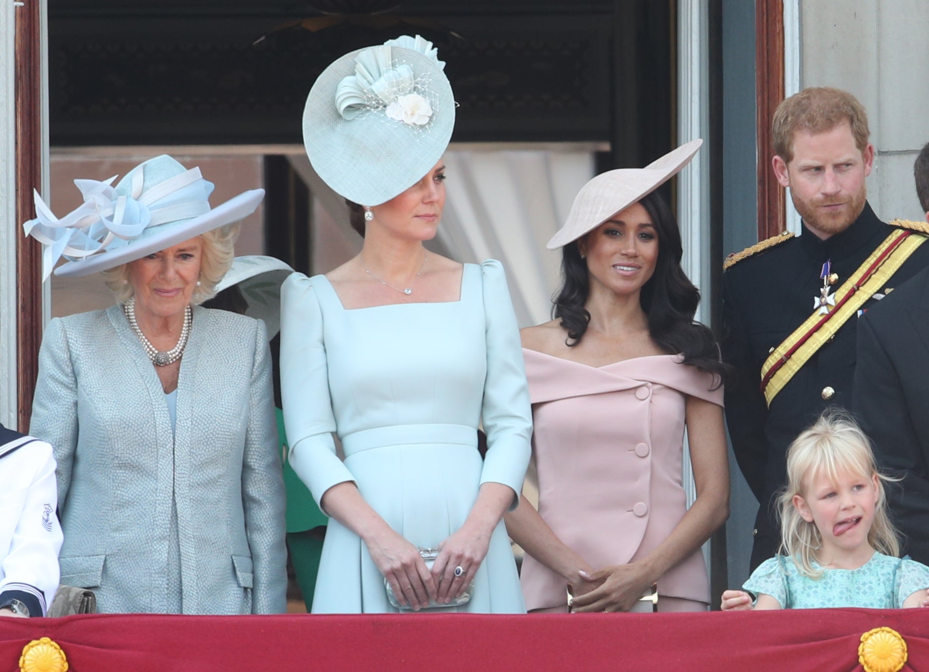 The royals on the balcony of Buckingham Palace during the late Queen’s birthday celebrations