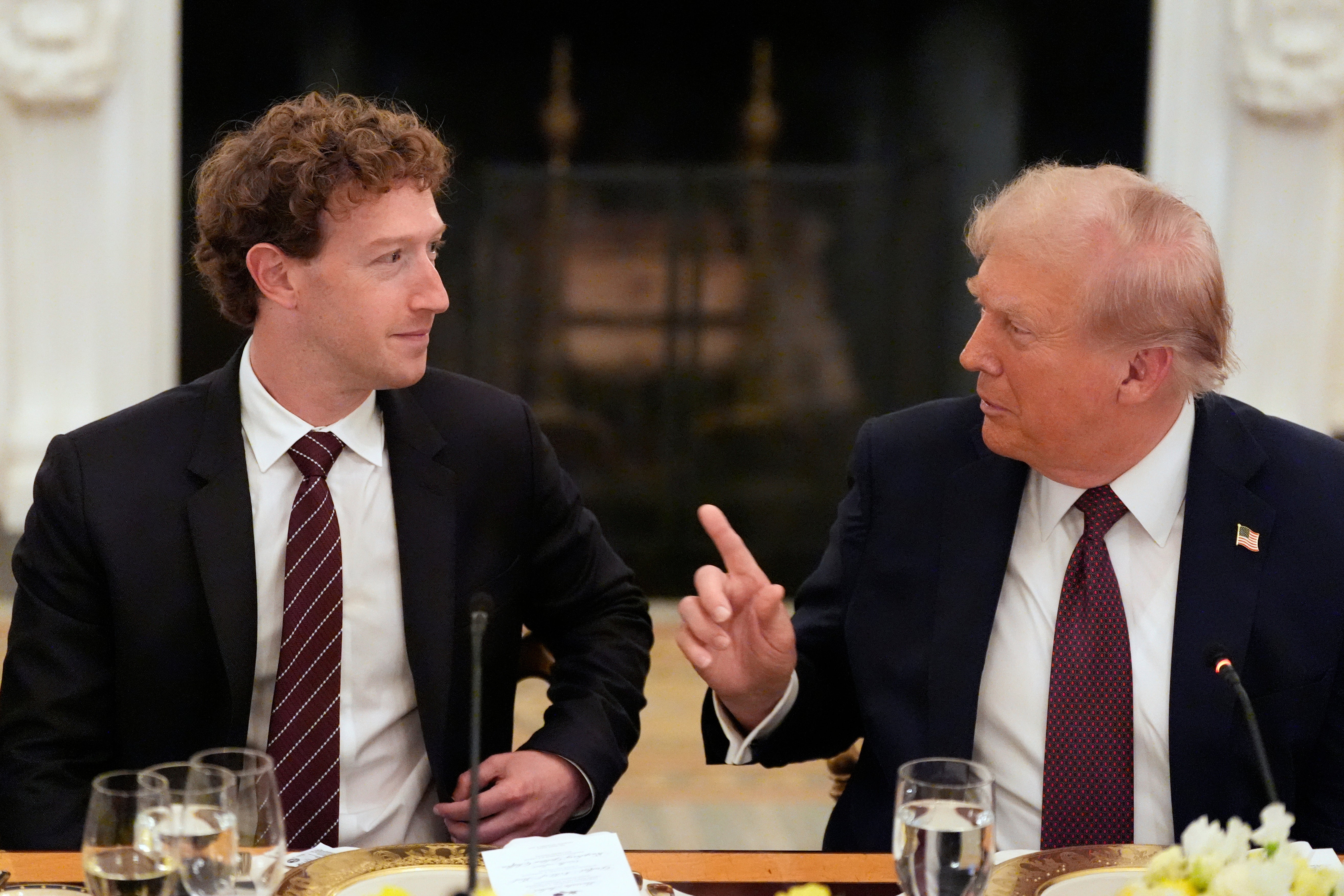 President Donald Trump, pictured with Meta CEO Mark Zuckerberg, addressed the jobs report at a White House dinner
