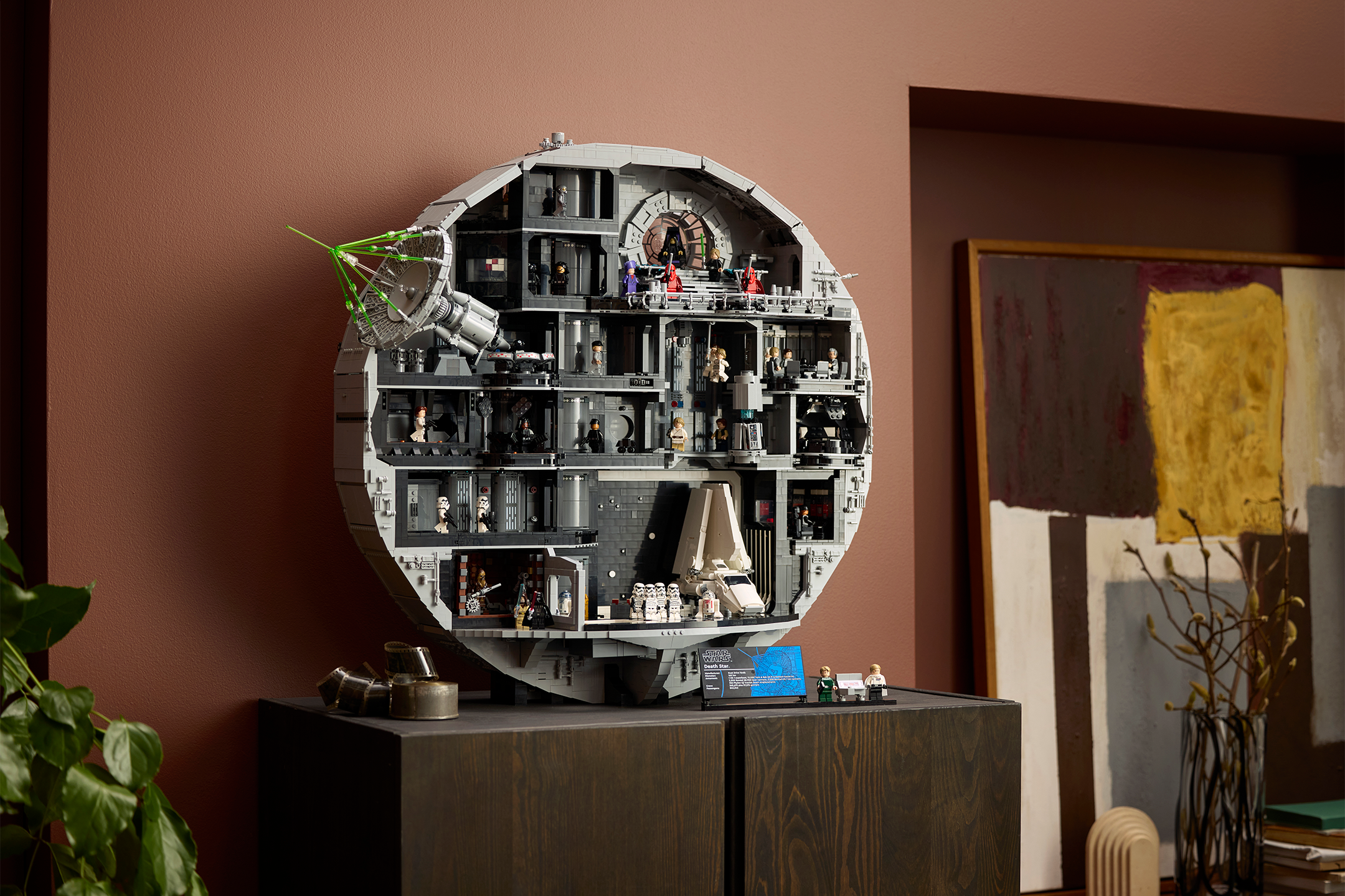The Lego Star Wars Death Star measures two feet tall and one foot deep