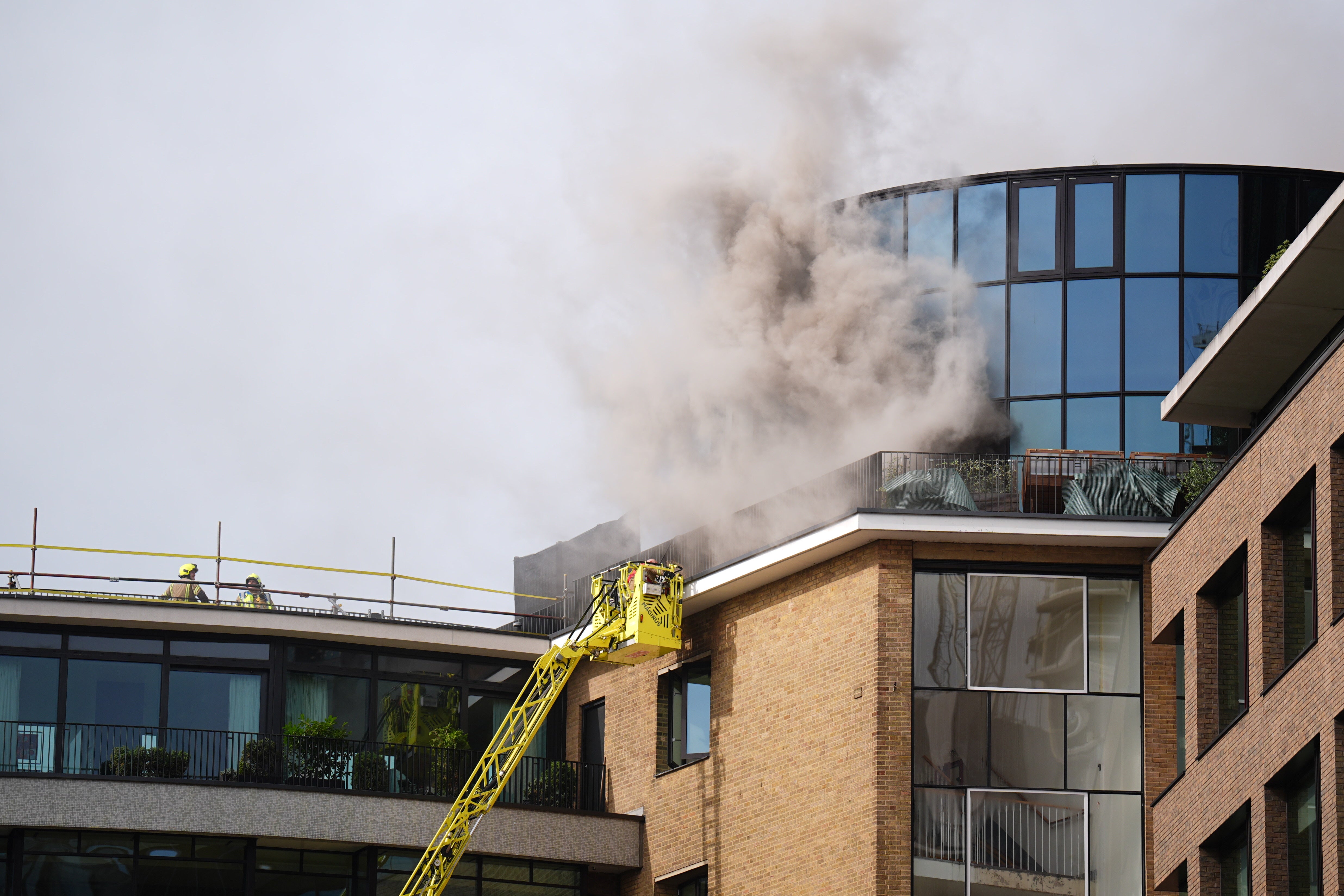Crews are using two 32-metre turntable ladders to help tackle the blaze