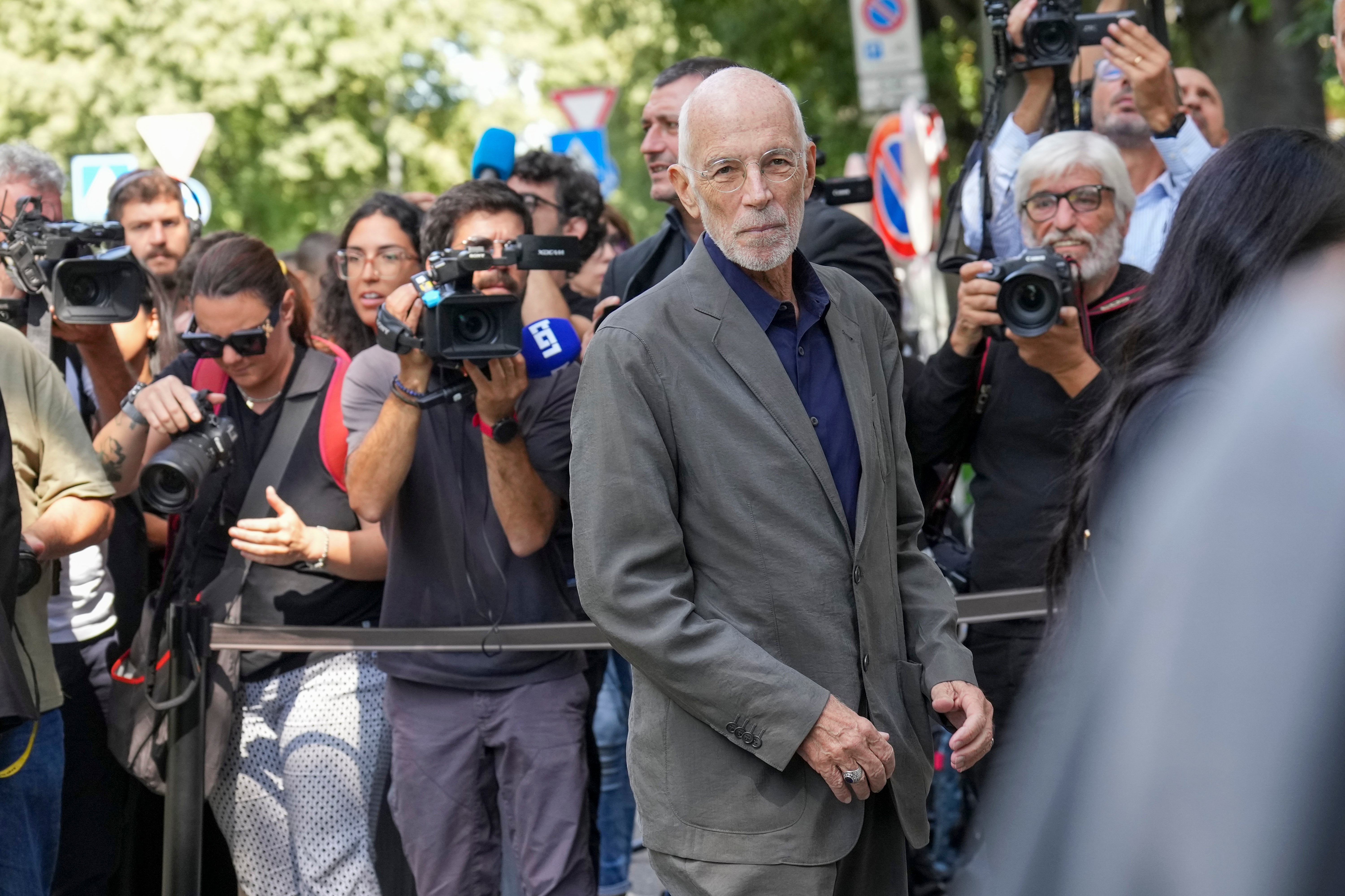 Italian film director Gabriele Salvatores arrives to pay his respects to fashion designer Giorgio Armani