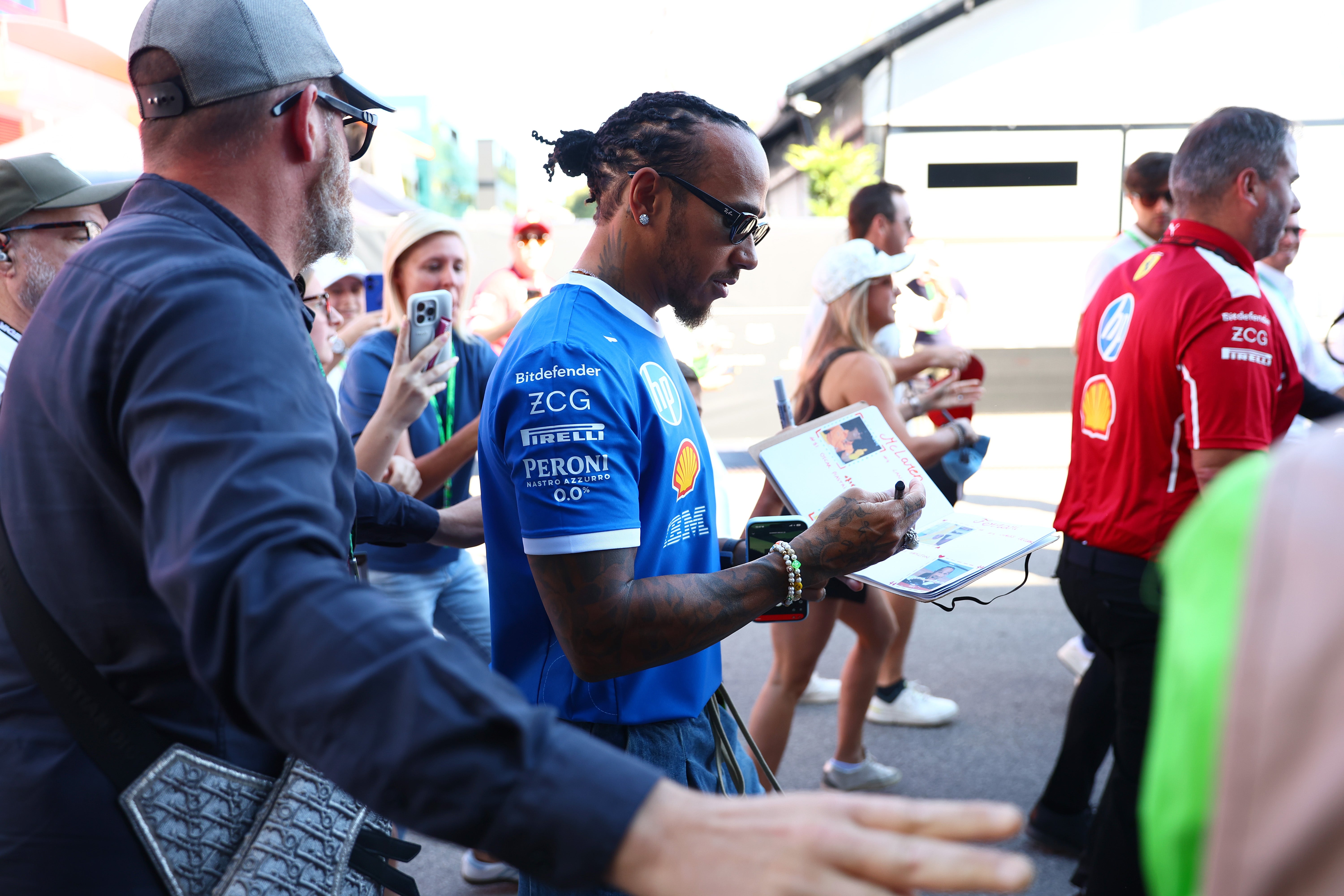 Lewis Hamilton is racing at Monza for the first time as a Ferrari driver