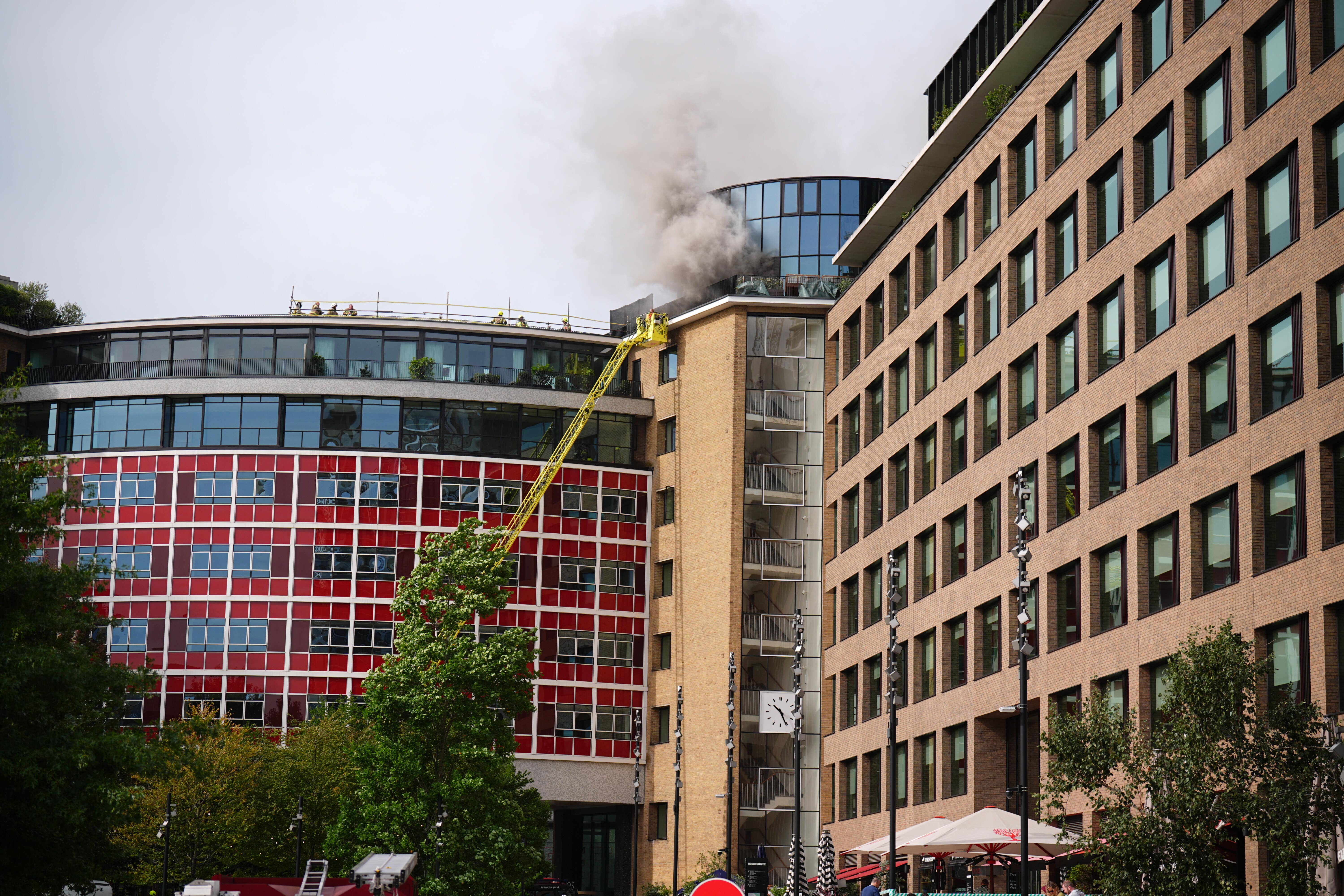 Firefighters battling a blaze at the Helios Building at Television Centre (James Manning/PA)