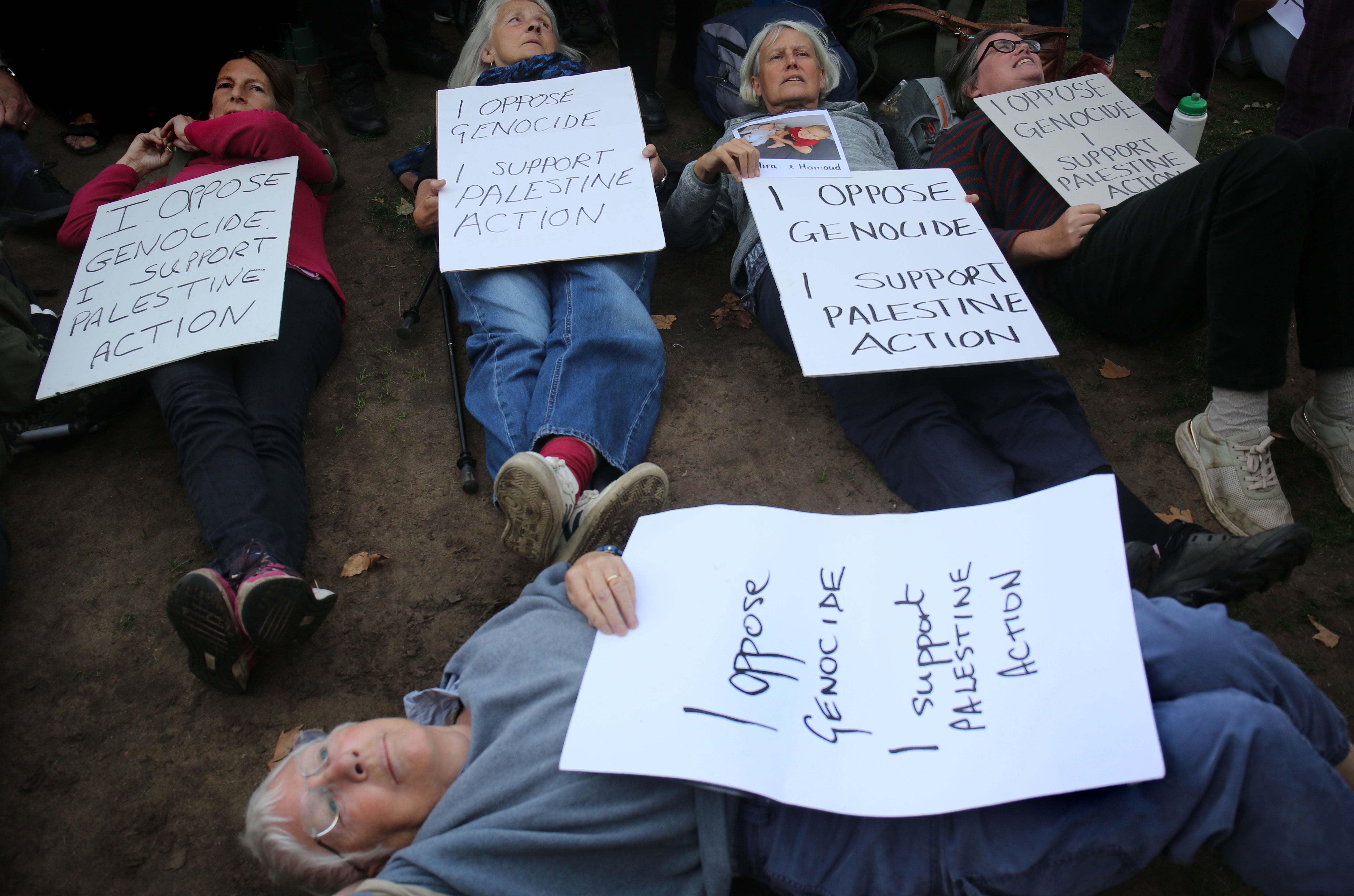 Protesters on Parliament Square displayed signs which read ‘I oppose genocide, I support Palestine Action’