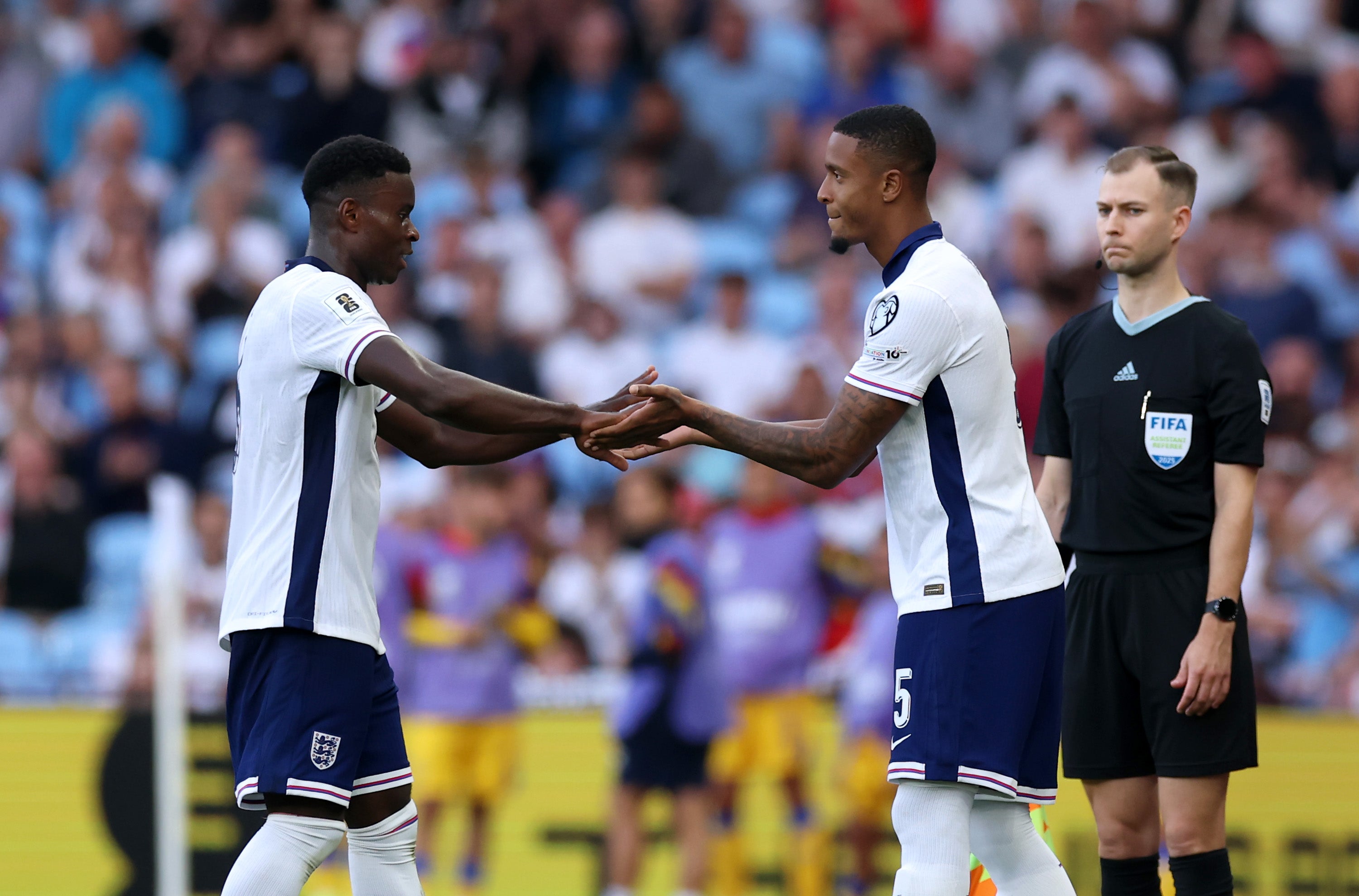 Marc Guehi (left) was forced off injured against Andorra