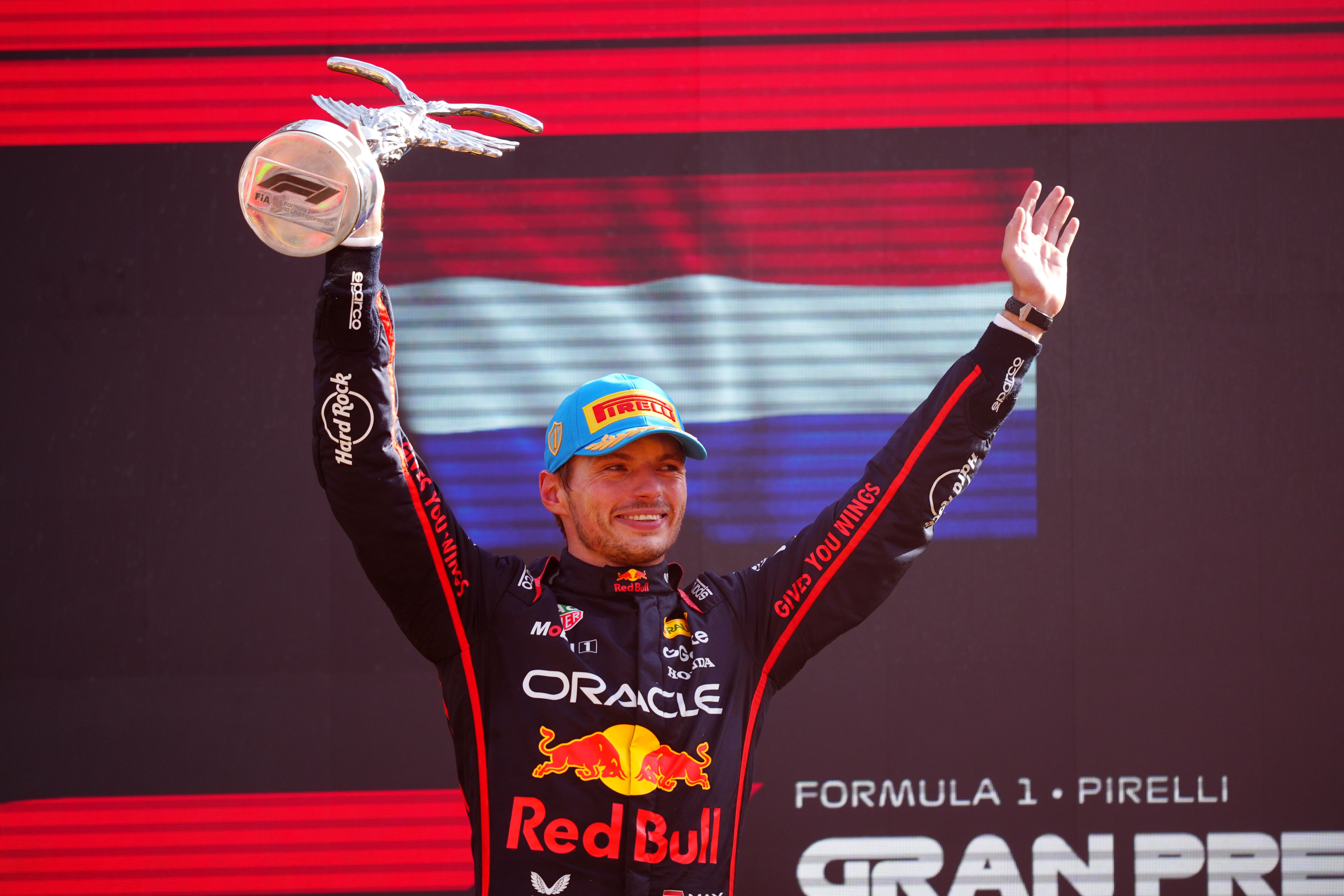 Max Verstappen celebrates winning the Italian Grand Prix (David Davies/PA)