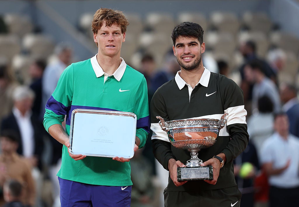 Alcaraz was victorious in the first Grand Slam final meeting between the two, winning at Roland Garros in June