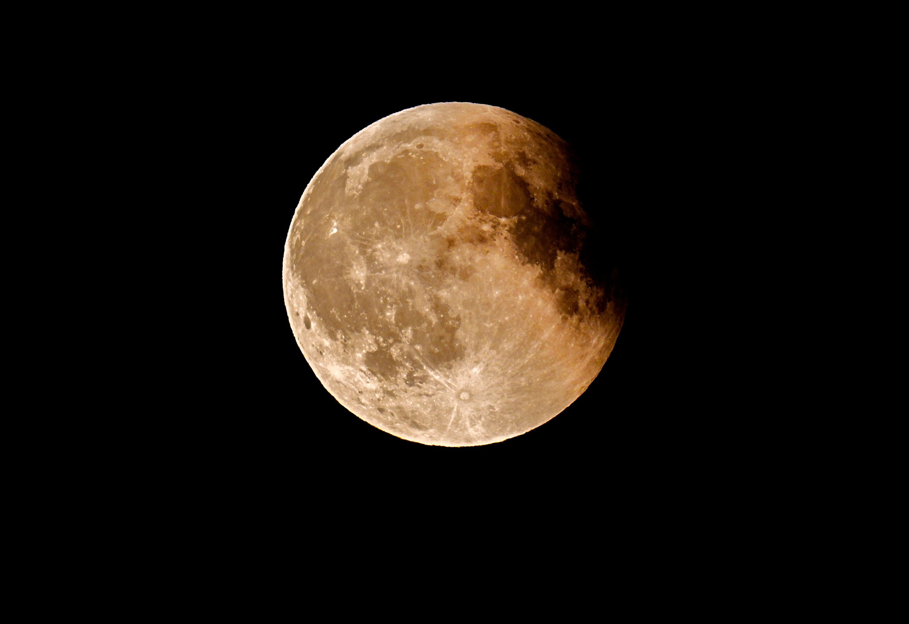 A total lunar eclipse "blood moon" visible over Liverpool