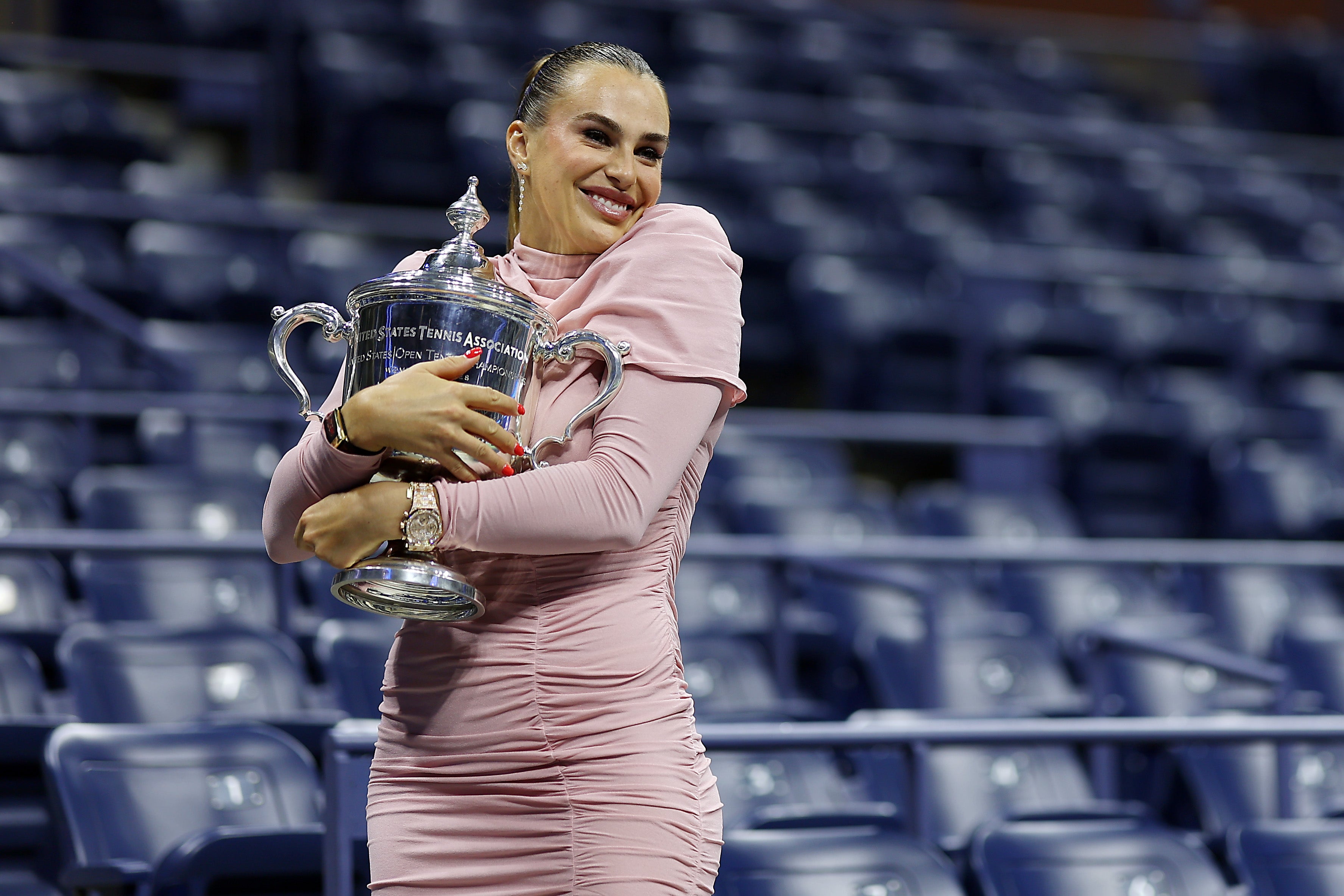 Sabalenka celebrates winning the US Open