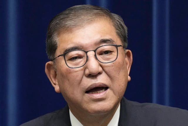 <p>Japanese prime minister Shigeru Ishiba announces his resignation during a press conference at the prime minister’s office in Tokyo, Japan on Sunday 7 September 2025</p>