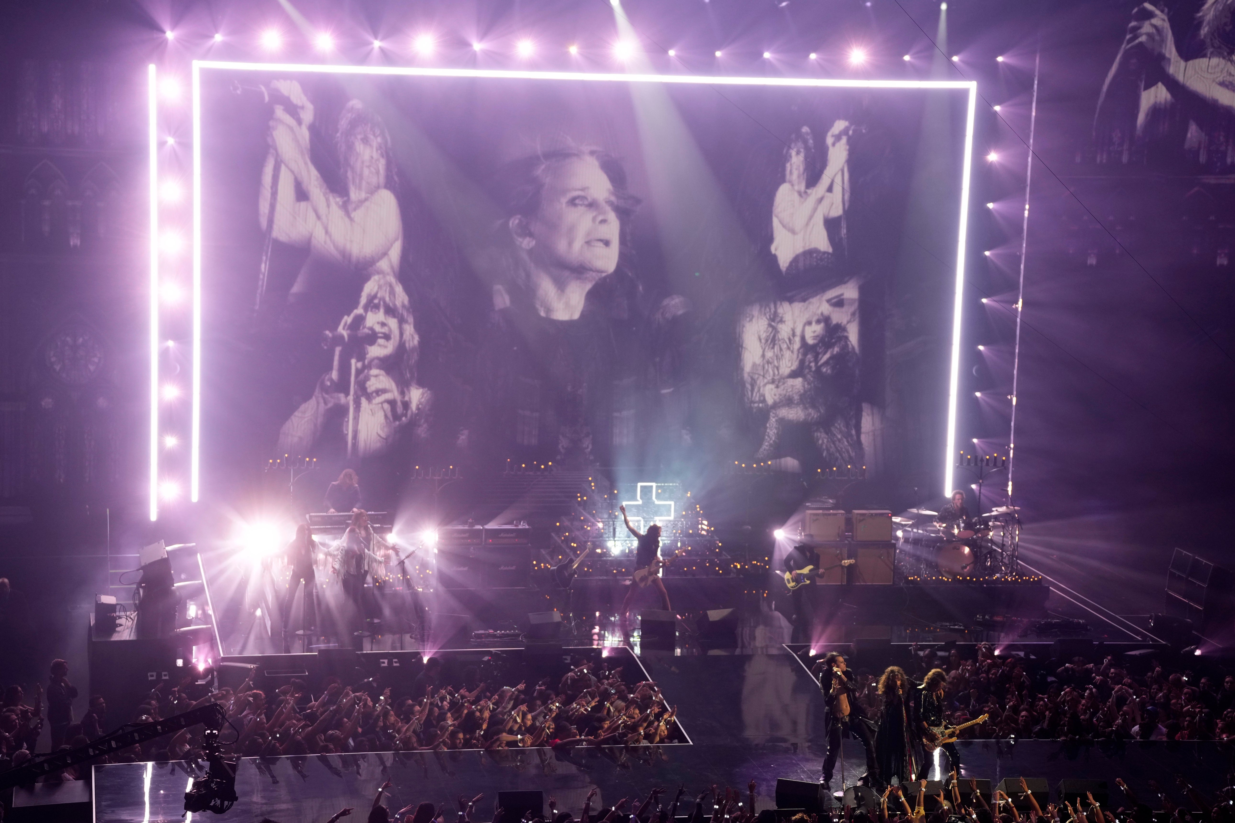 Photos of Ozzy Osbourne flashed throughout the VMAs tribute
