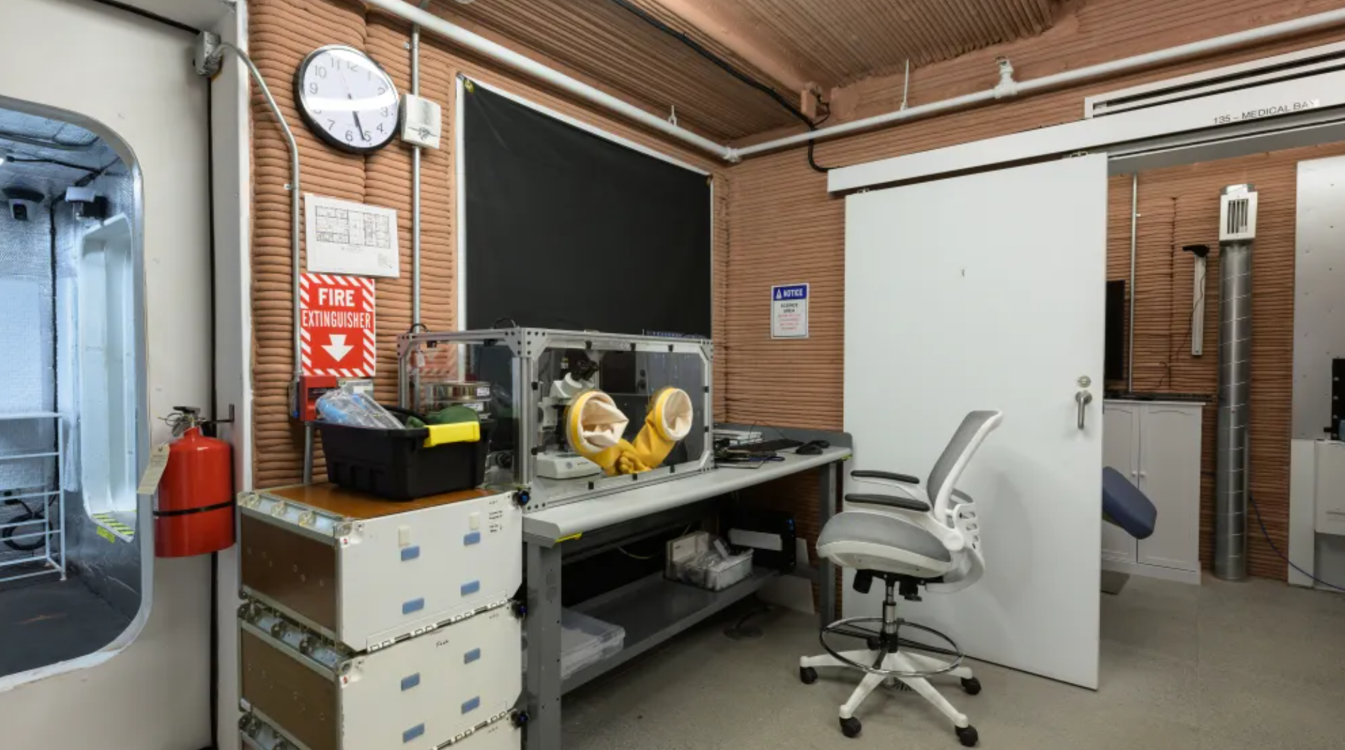 Crew members will participate in various activities during the one-year mission, including sample collection and analysis utilizing a glovebox