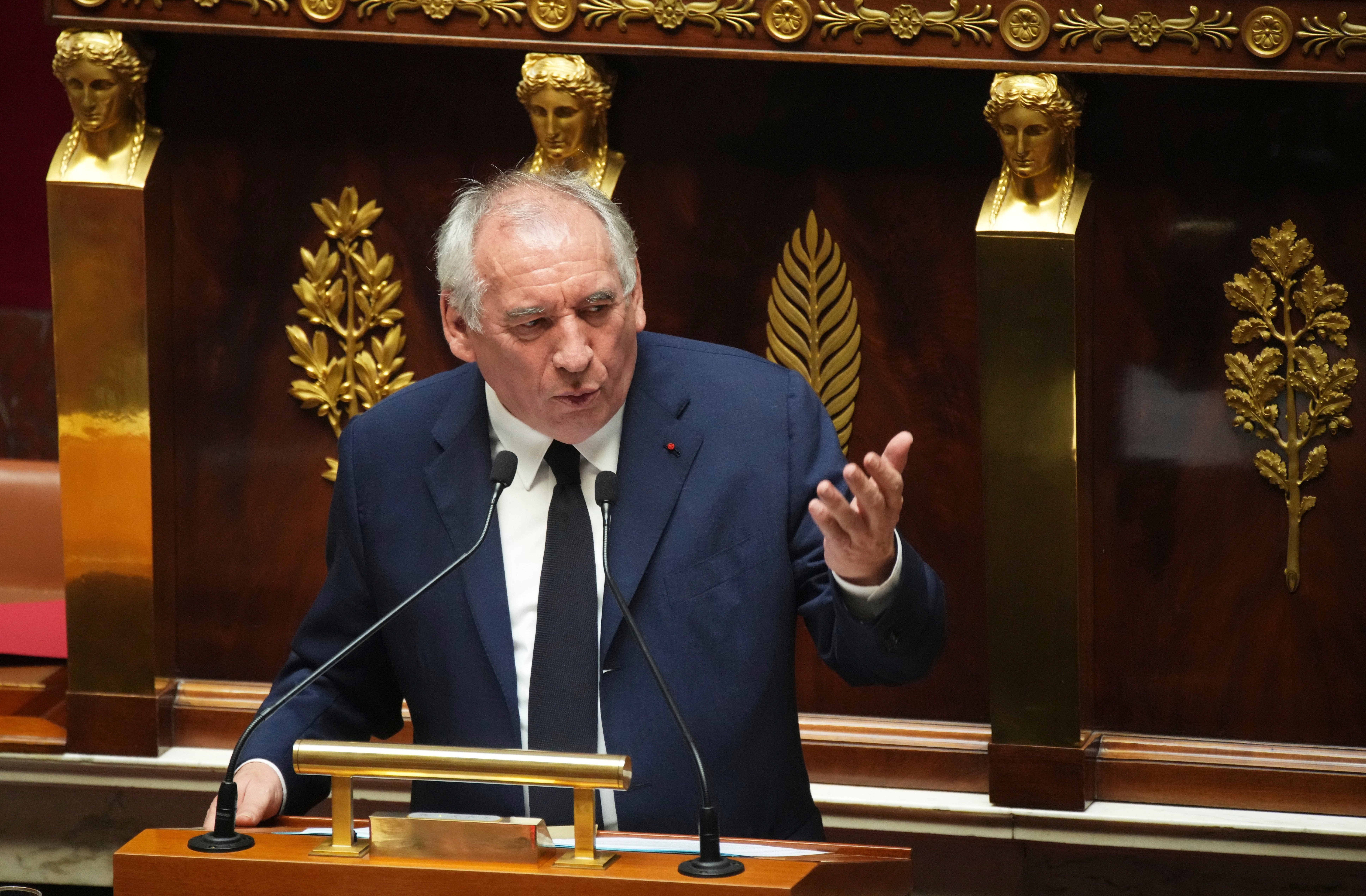 French PM Francois Bayrou addresses the National Assembly on Monday prior to a parliamentary confidence vote that failed to save his job