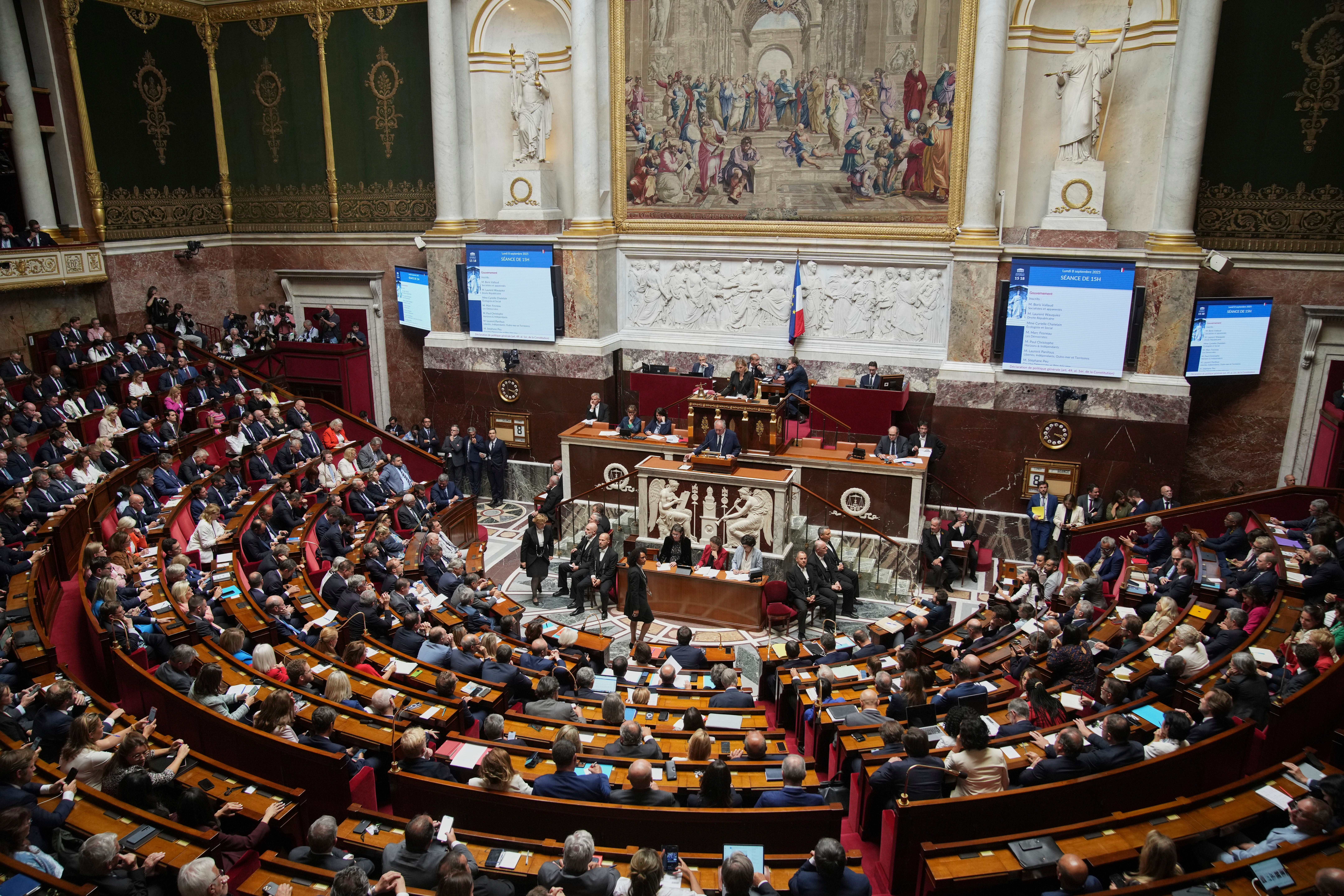 François Bayrou addressing the National Assembly before the vote on Monday