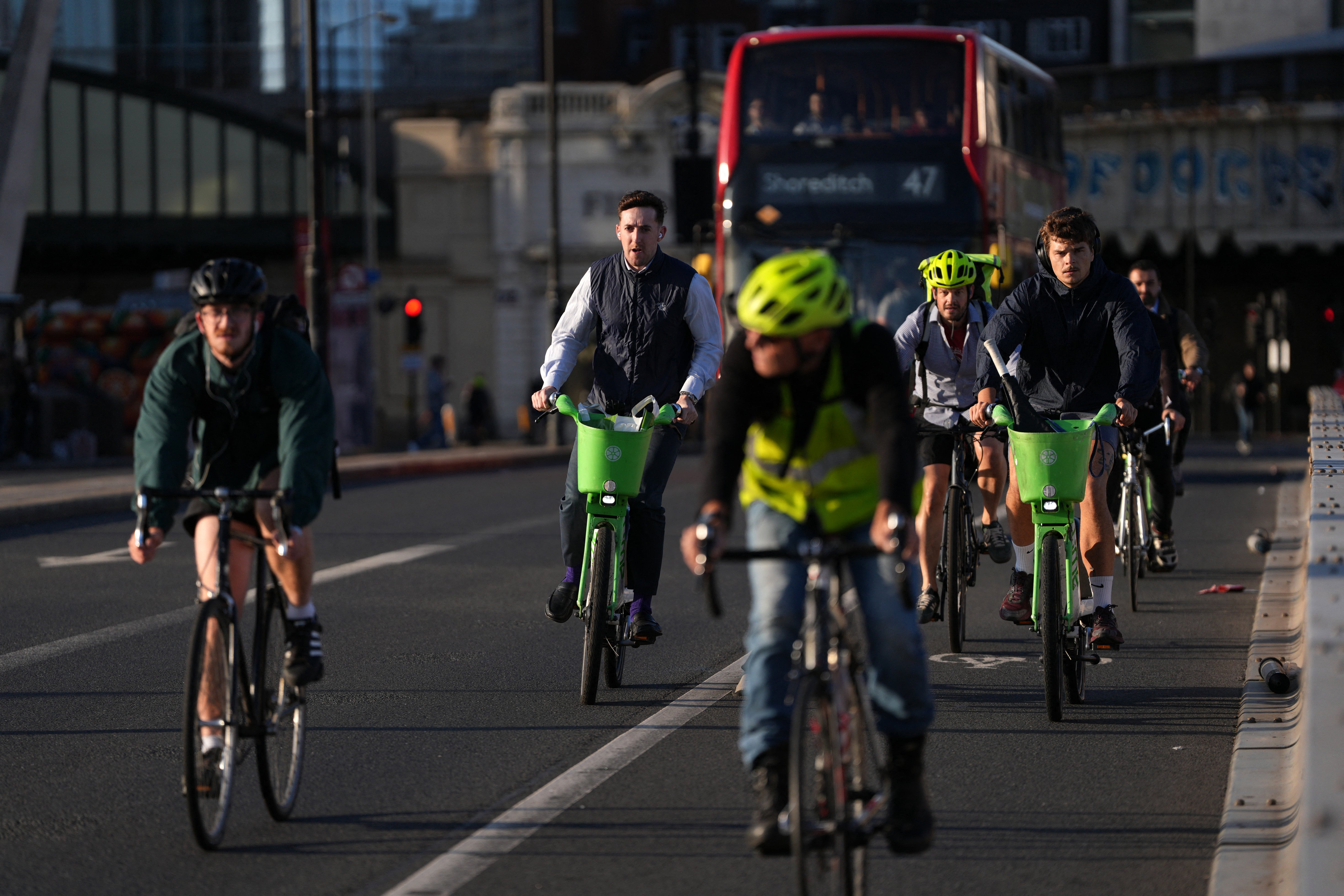 Cycle lanes were reportedly busy on Monday morning with people heading to work amid the closure of many Underground services due to strike action