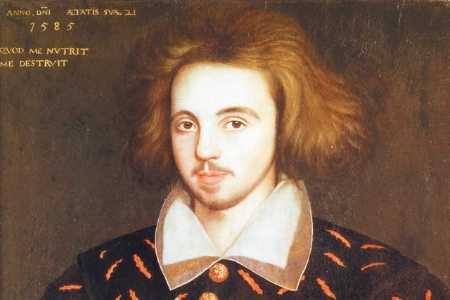 <p>A portrait thought to be Christopher Marlowe, hanging in Corpus Christi College</p>