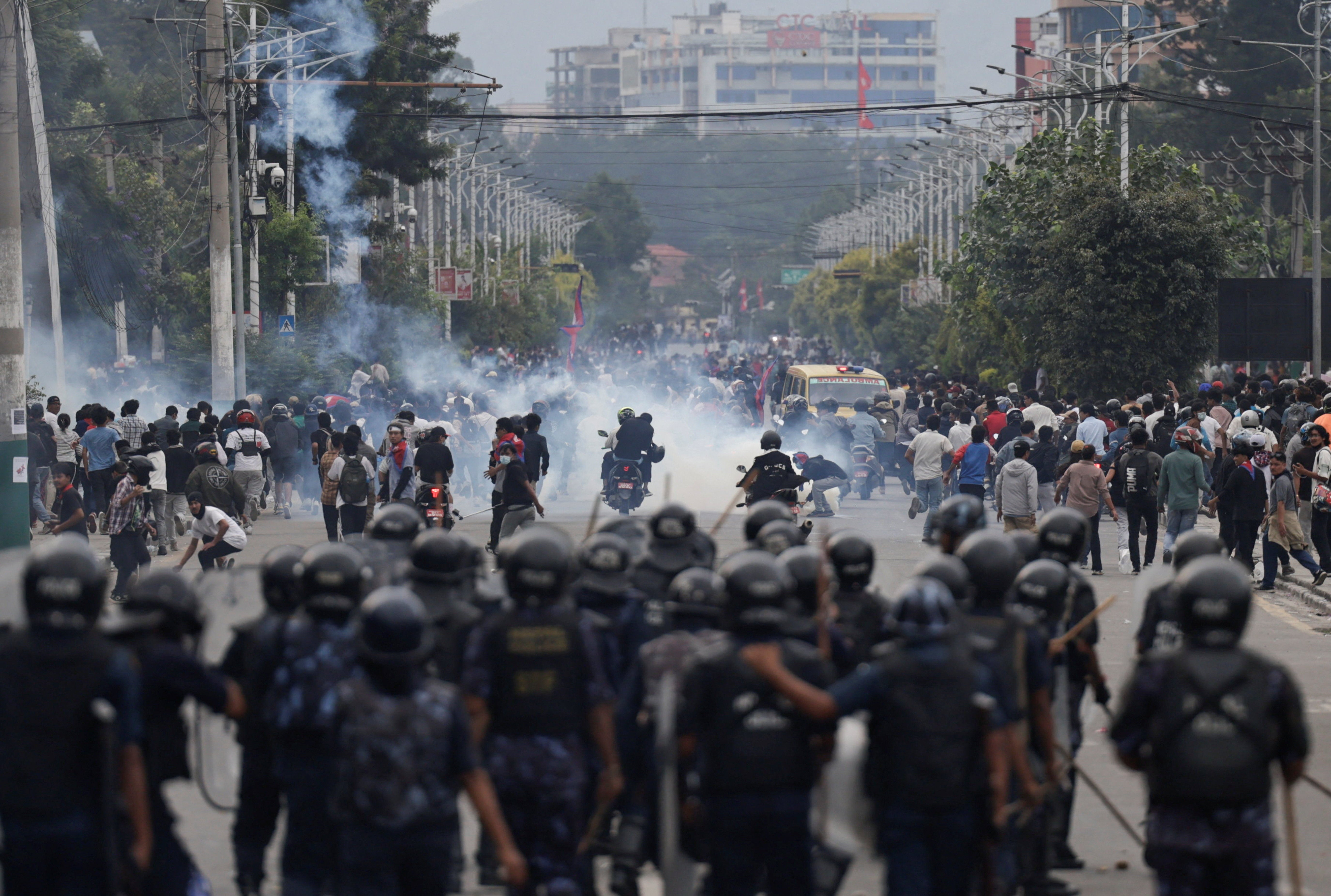 Riot police clashed with demonstrators on the streets of the capital
