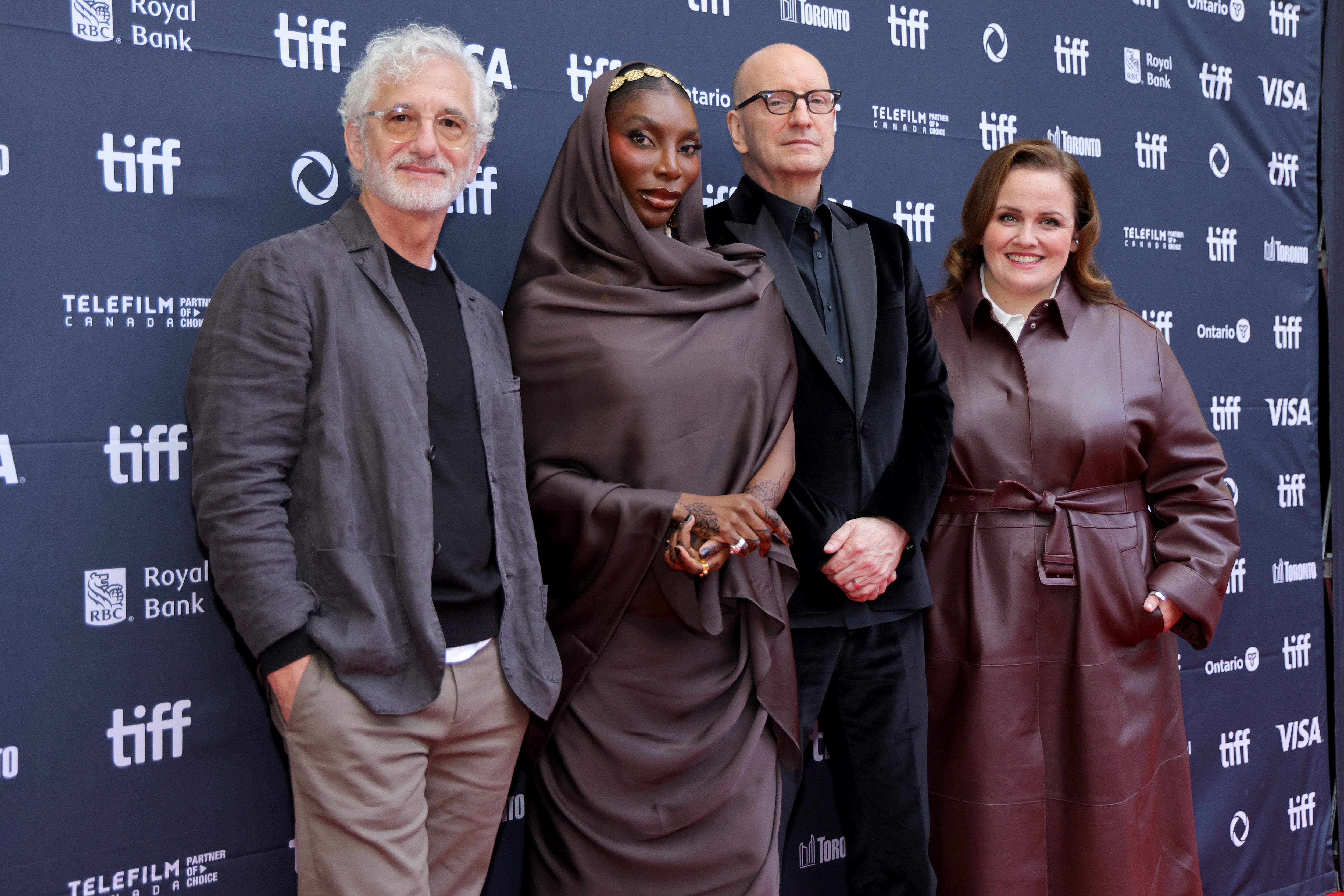 Ed Solomon, Michaela Coel, Steven Soderbergh and Jessica Gunning at the world premiere of 'The Christophers' in Toronto