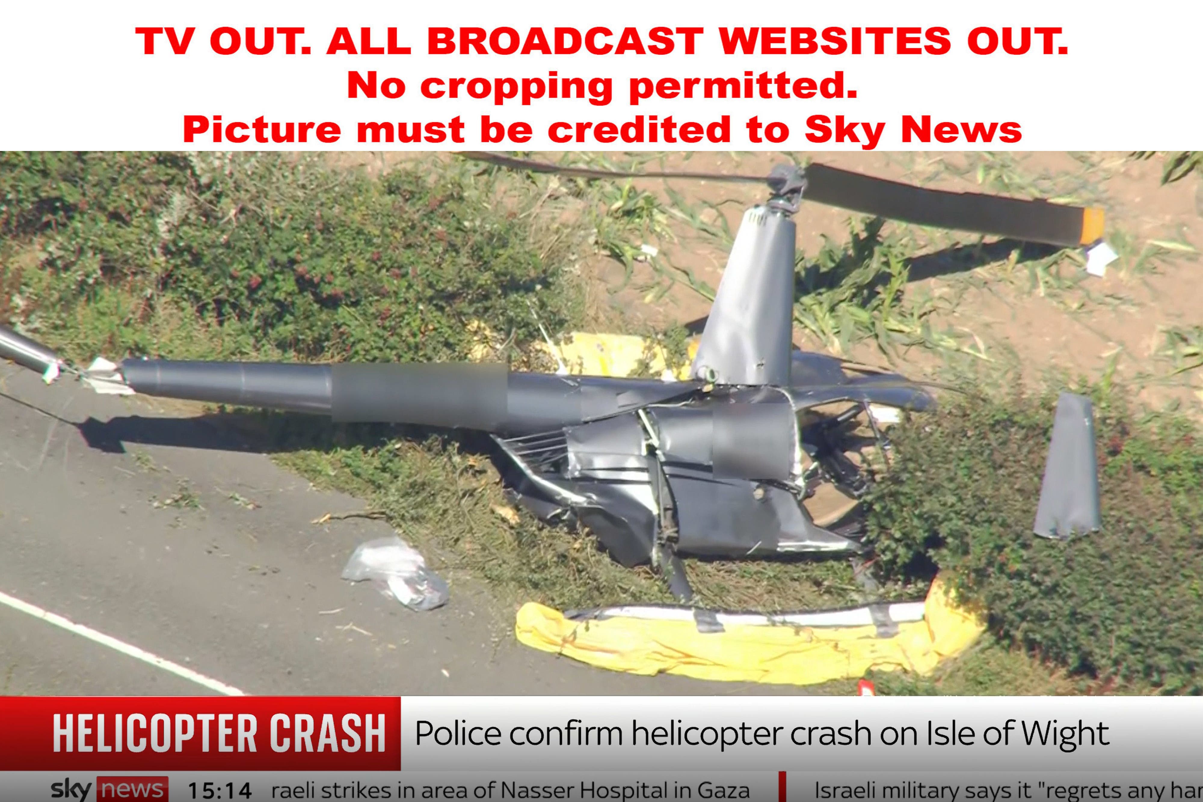 The helicopter came down in a field near the A3020 Shanklin Road on the Isle of Wight (Sky News/PA)