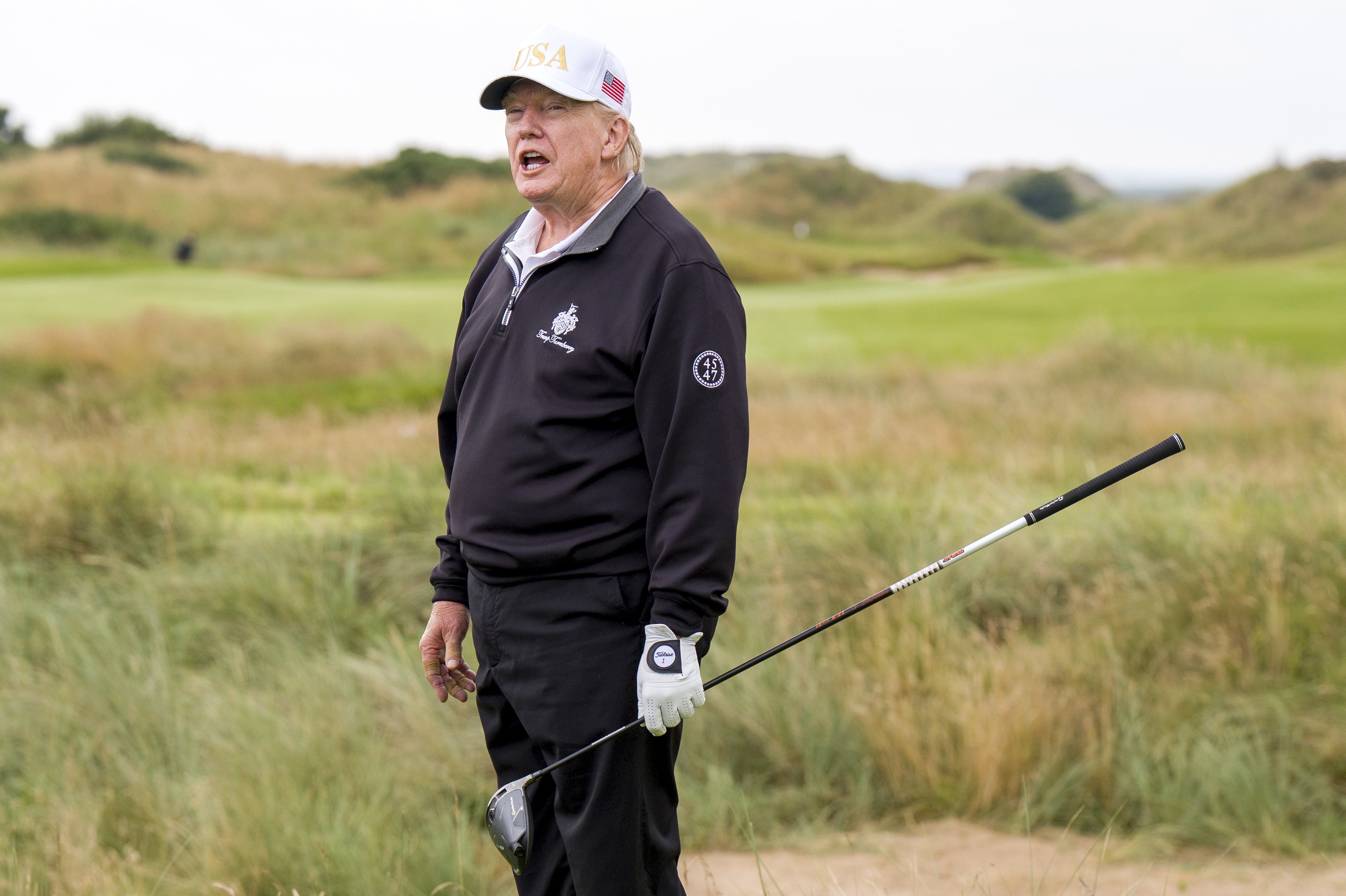President Trump at the International Golf Links, on the Menie Estate in Balmedie, Aberdeenshire. (Jane Barlow/PA)