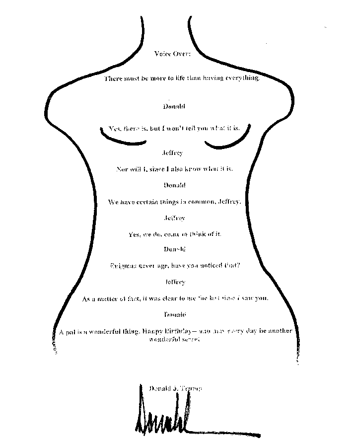 The image of the alleged birthday card that Donald Trump sent to Jeffrey Epstein was released by the House Oversight Committee