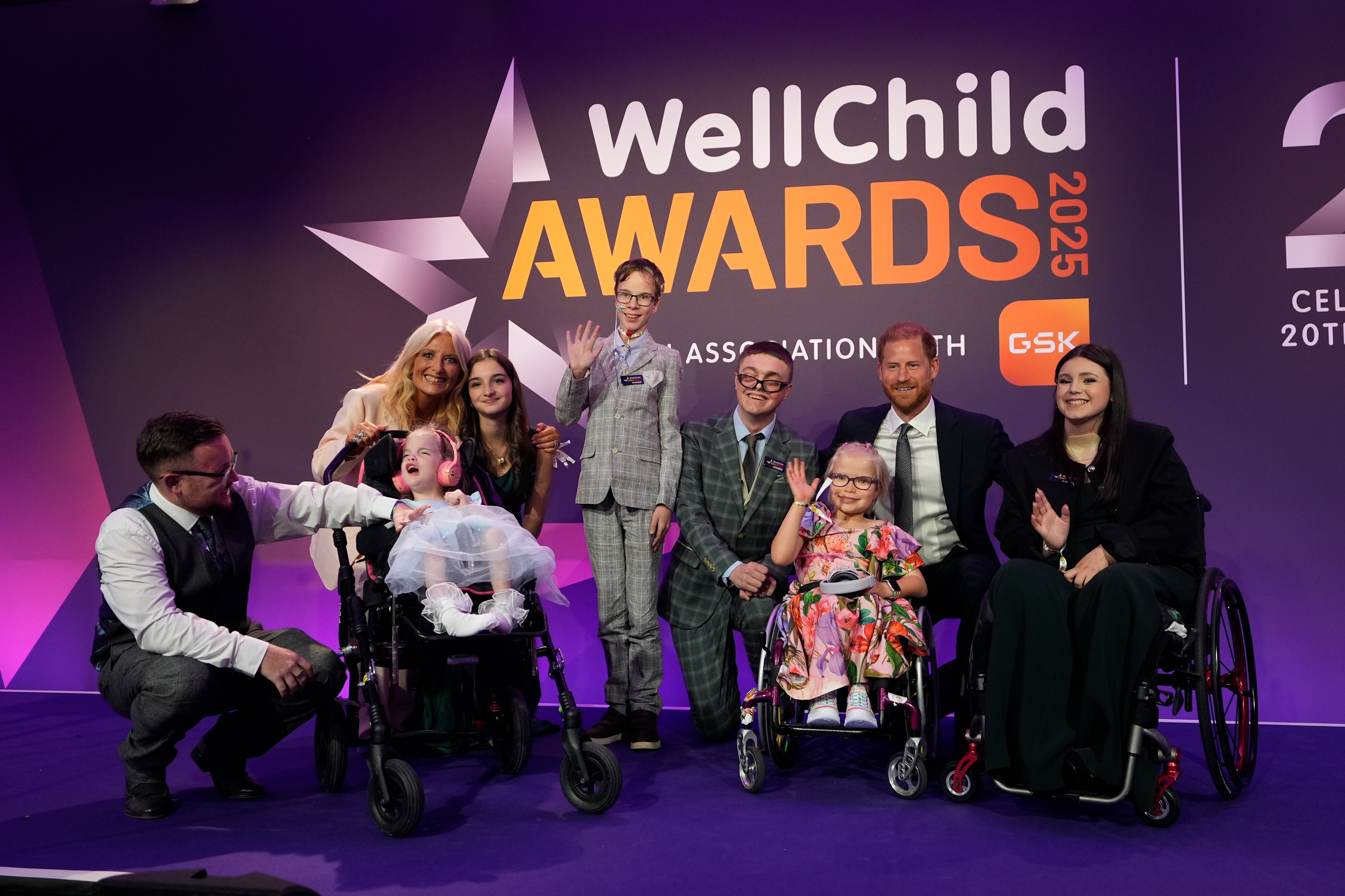Harry with Wellchild Award winners on Monday