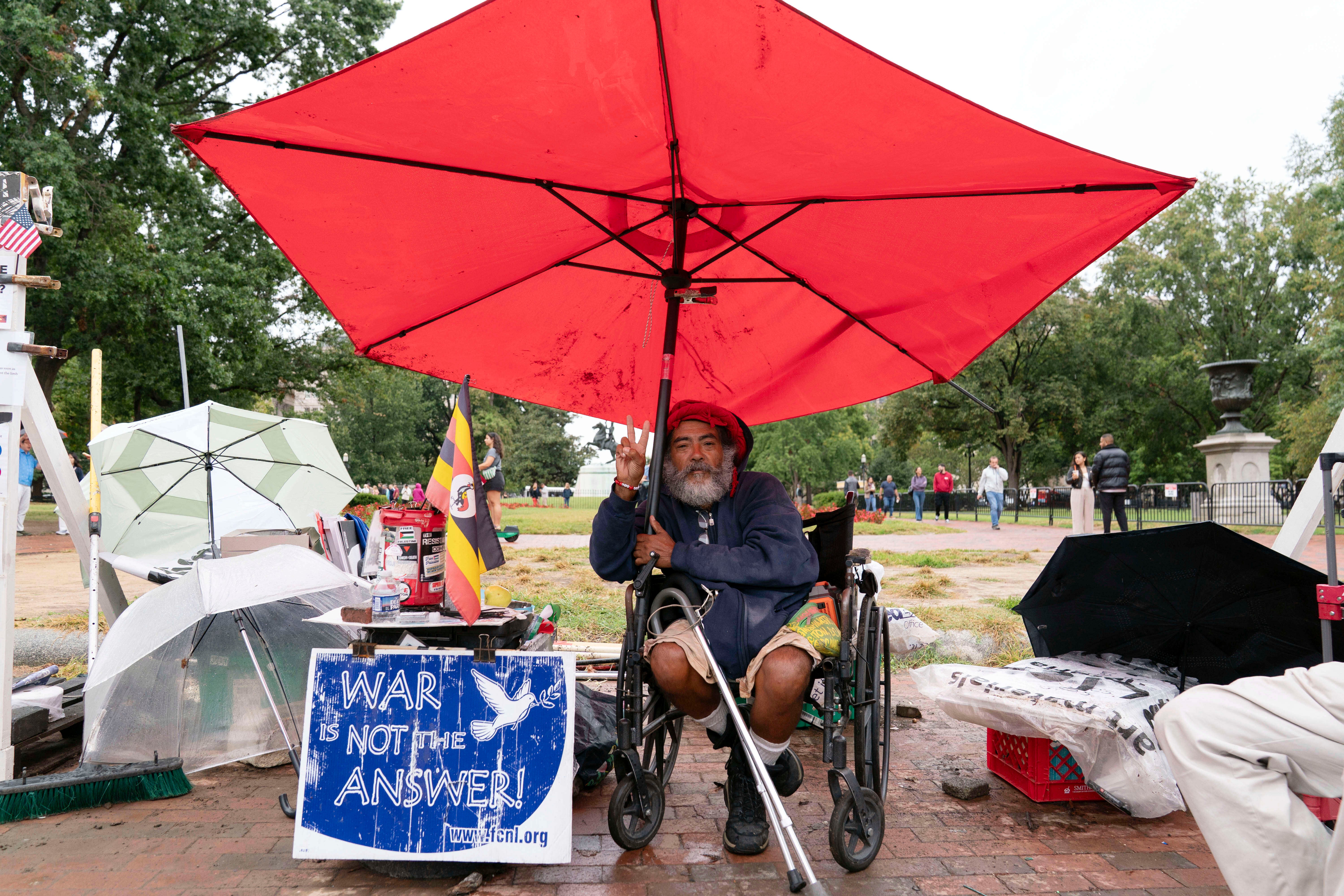 Long-standing peace vigil opposite White House dismantled after Trump’s order