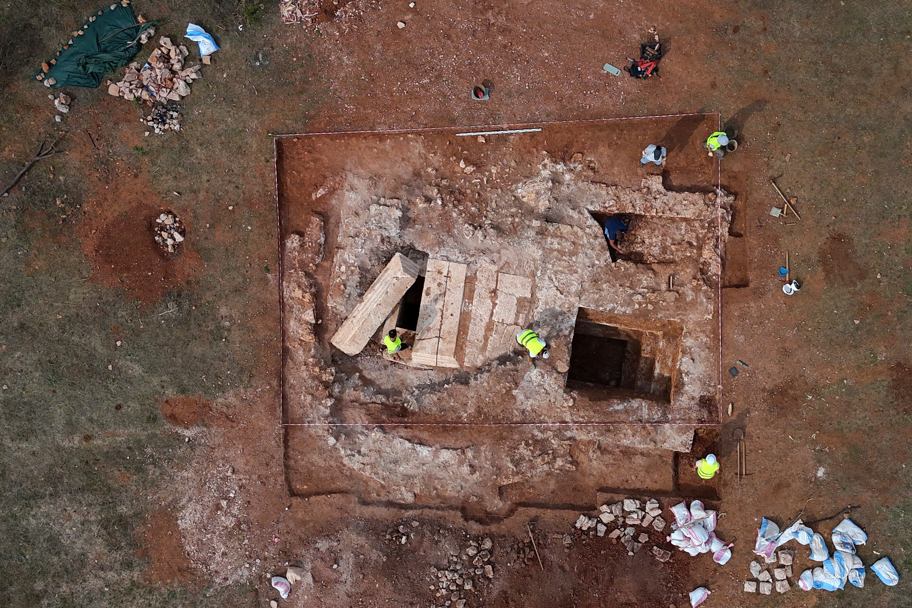 Archaeologists working on Albania's first discovered monumental tomb