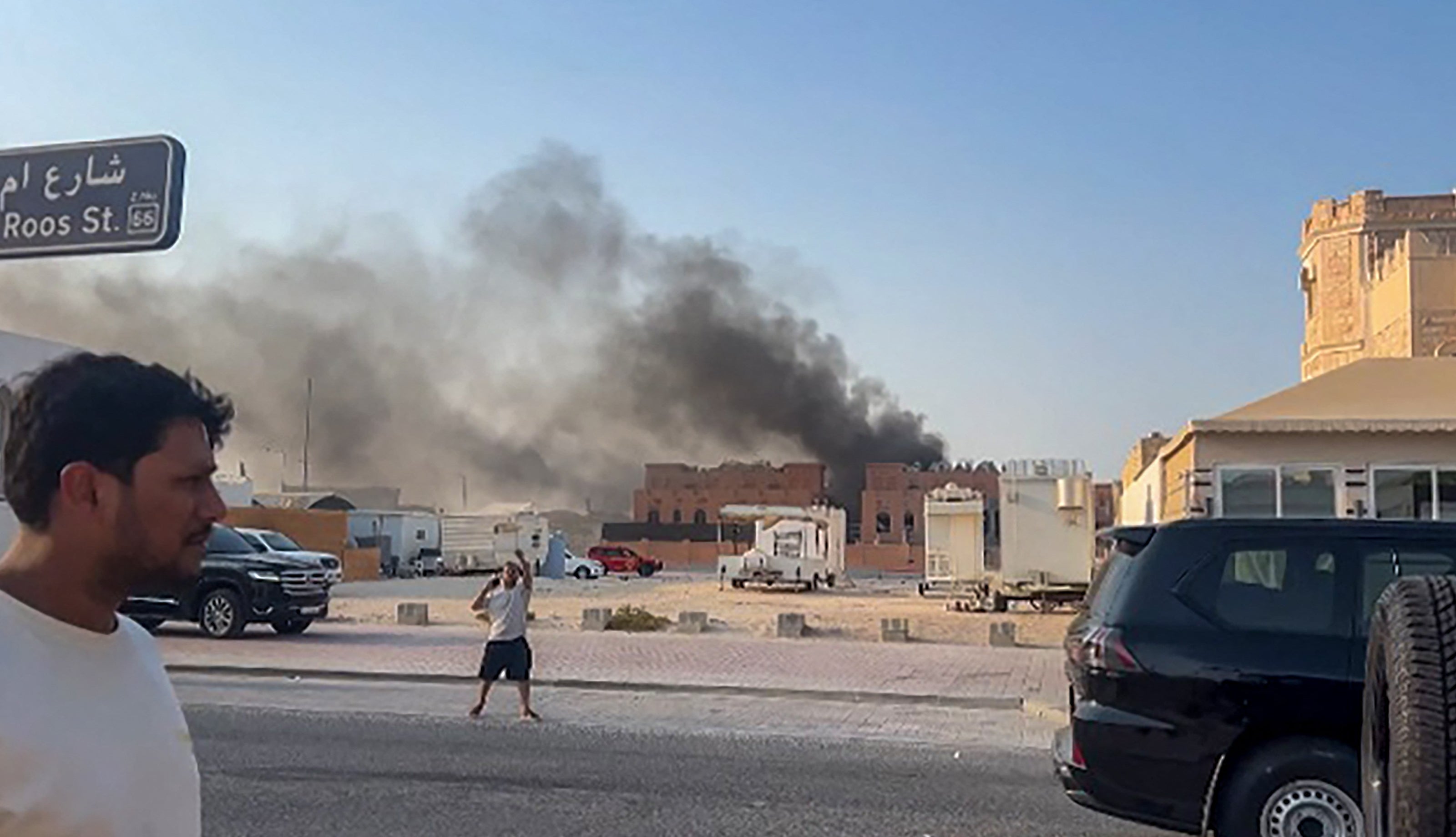 Smoke billowing after explosions in Doha's capital Qatar after an Israeli military strike
