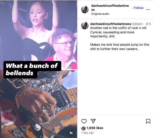 Dan Hawkins shared an angry reaction to the VMAs' Ozzy Osbourne tribute
