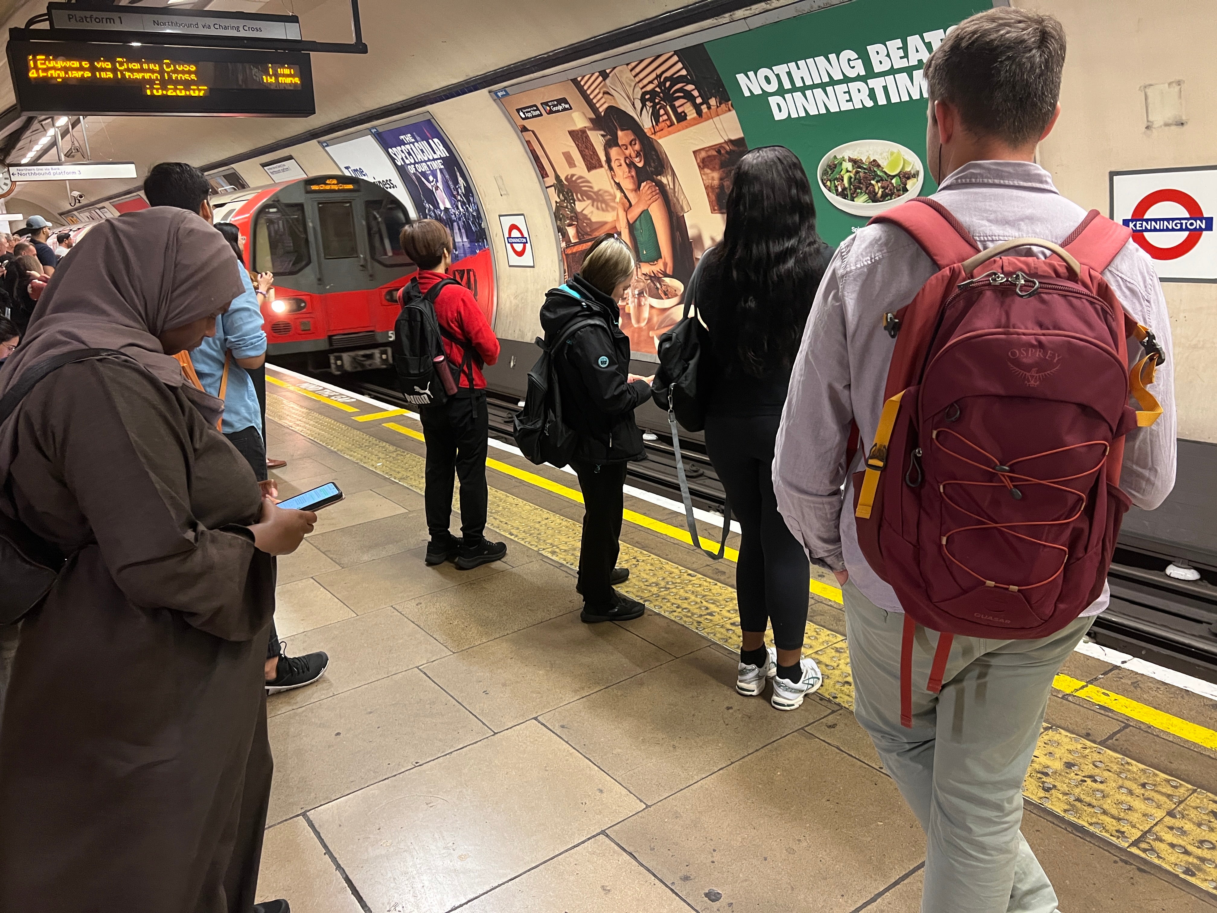 Departing soon: Passengers on the Northern line at Kennington in south London
