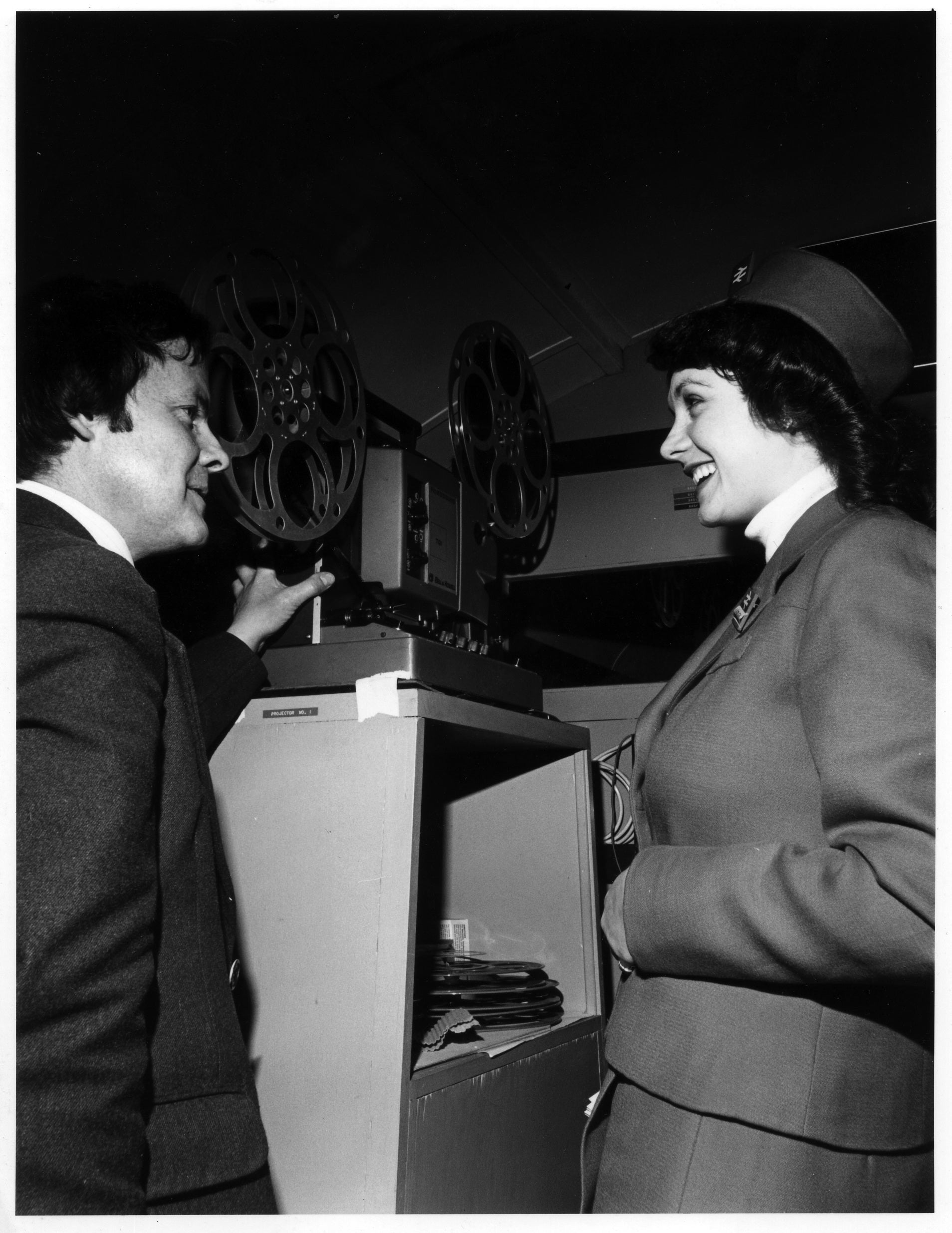 Alan Willmott, who managed the cinema, demonstrates the projector during its launch in 1975 (Steve Foxon/PA)