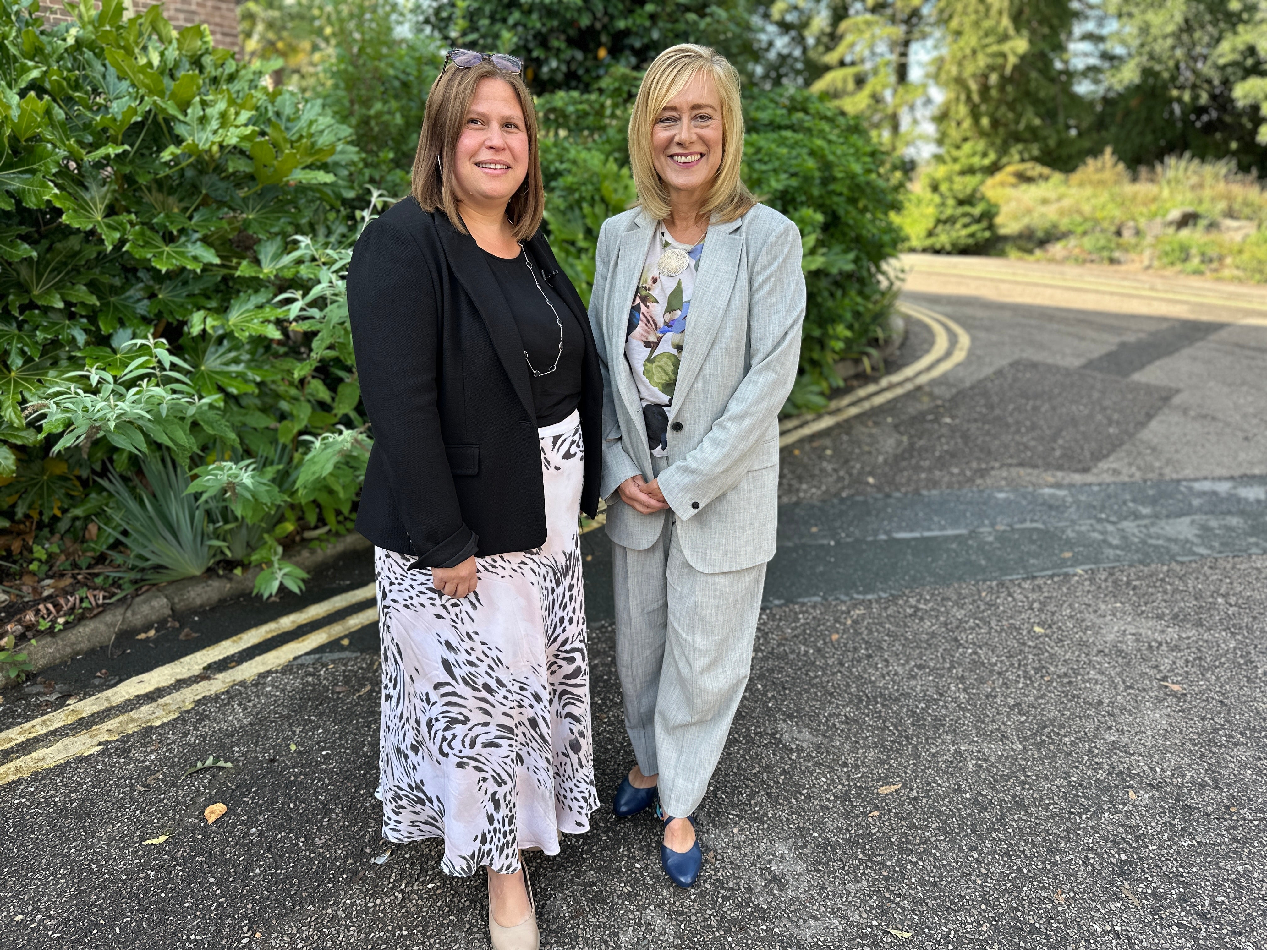 Professor Georgina Randsley de Moura, acting vice chancellor of the University of Kent, and Professor Jane Harrington, current vice chancellor of the University of Greenwich, who is set to become the single vice chancellor of the new merger (Strike Communications/PA)